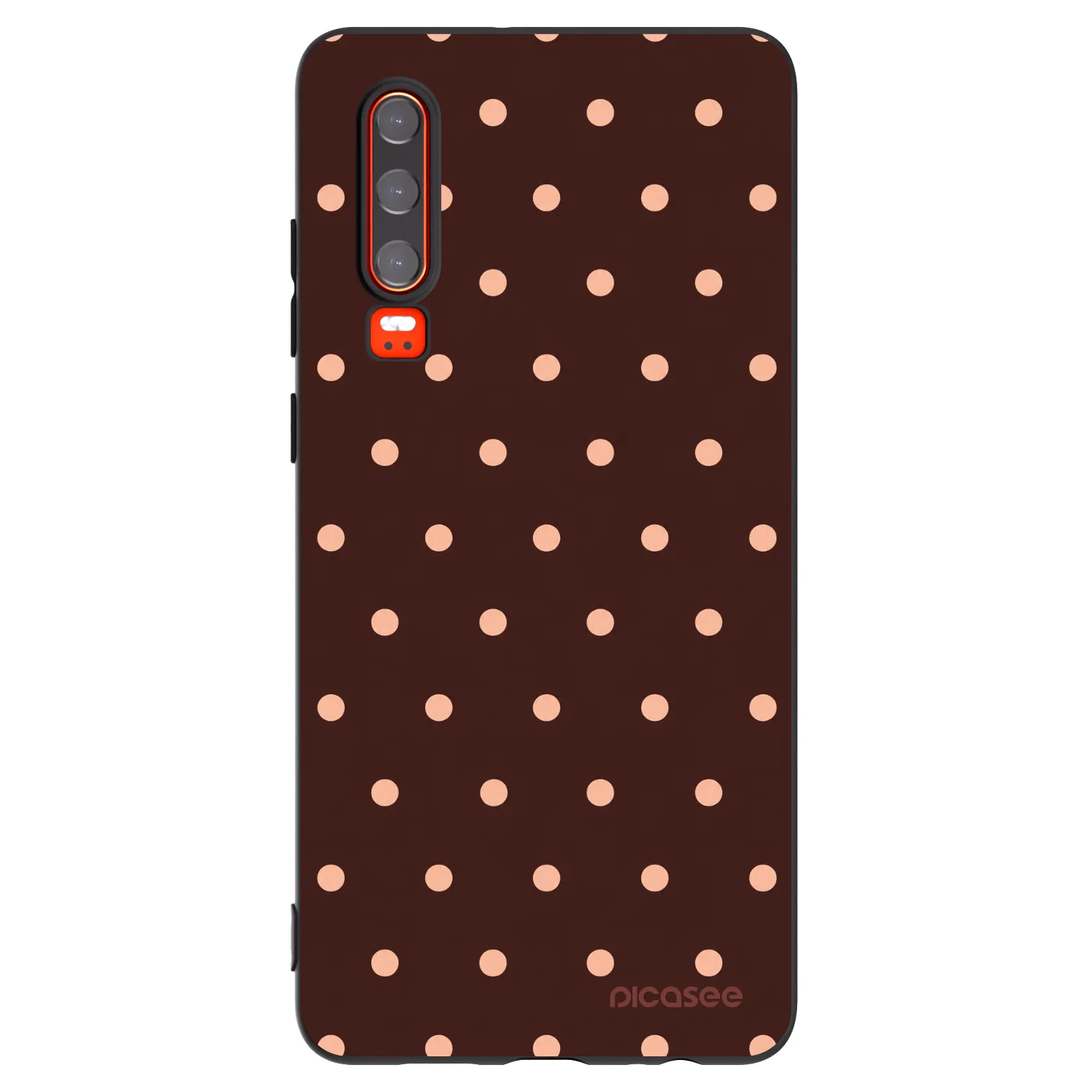 Picasee Μαύρη θήκη σιλικόνης για Huawei P30 - Peach Dots & Chocolate