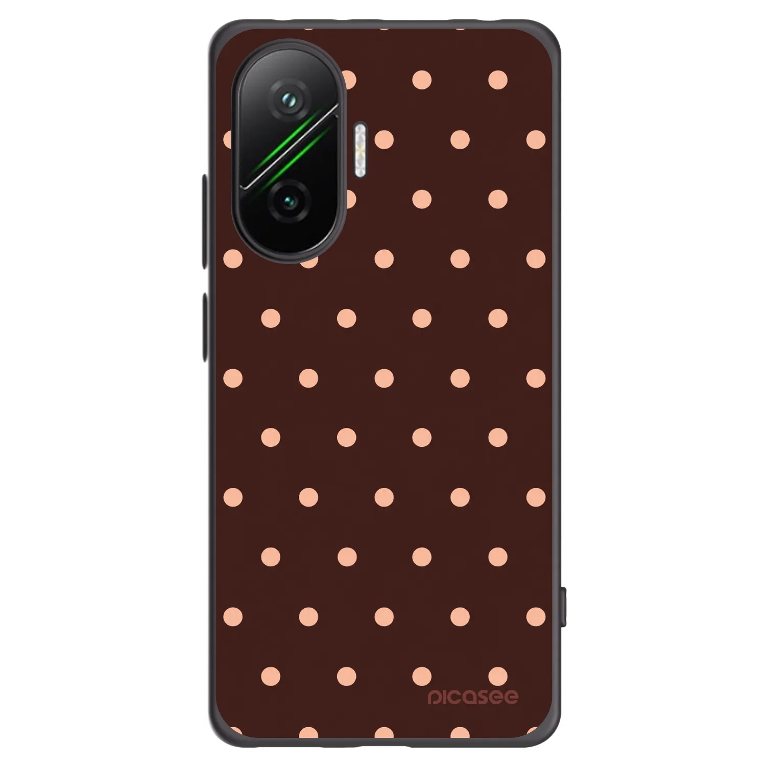 Picasee Μαύρη θήκη σιλικόνης για Xiaomi Poco F7 5G - Peach Dots & Chocolate