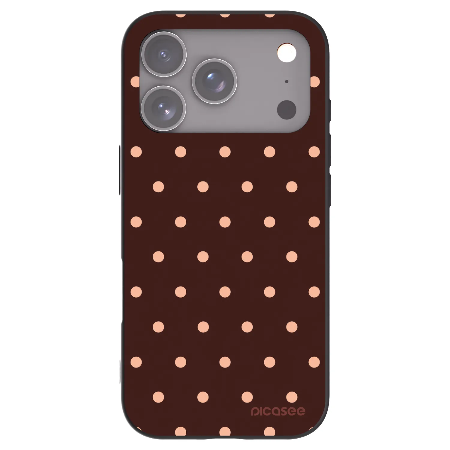 Picasee Μαύρη θήκη σιλικόνης για Apple iPhone 17 Pro - Peach Dots & Chocolate