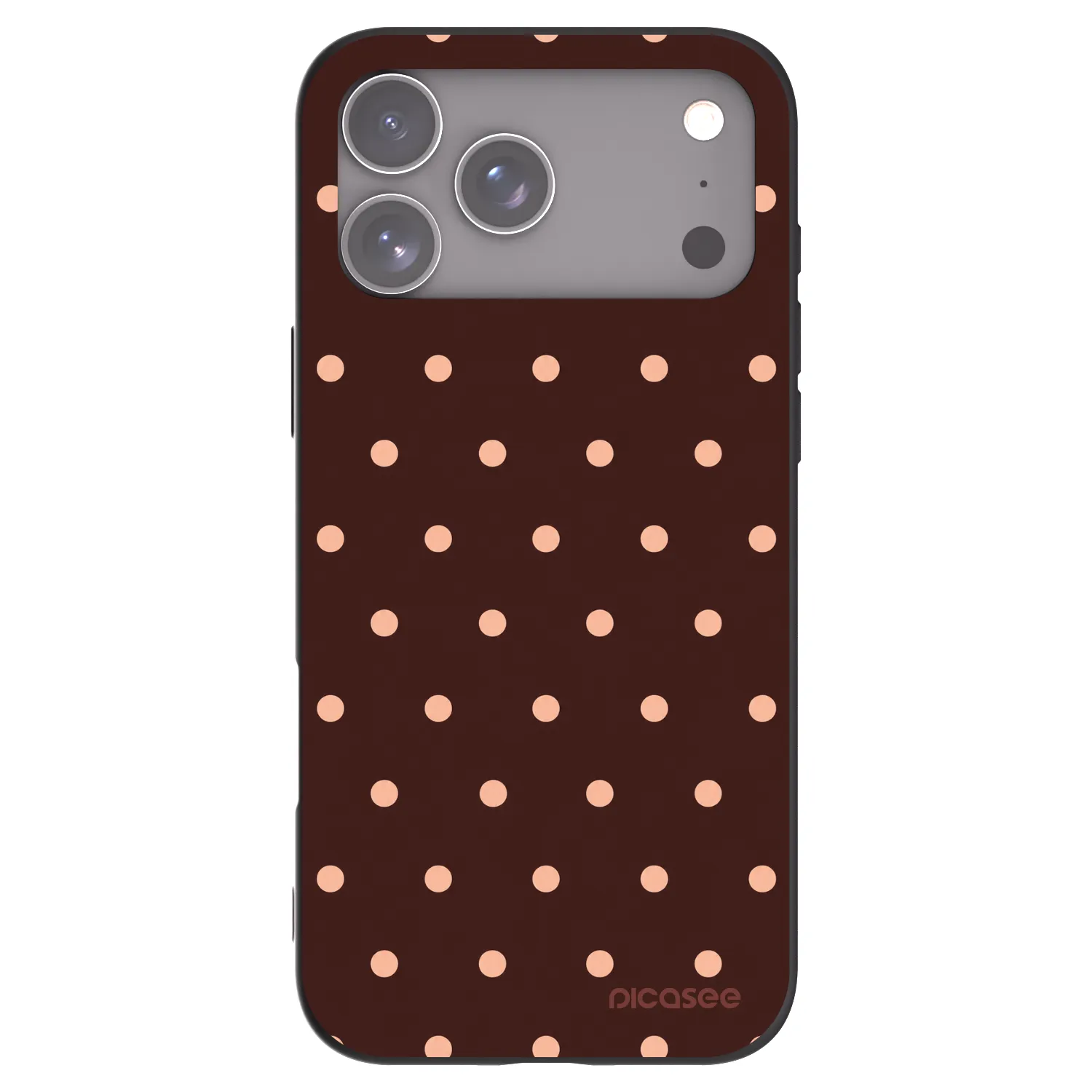 Picasee Μαύρη θήκη σιλικόνης για Apple iPhone 17 Pro Max - Peach Dots & Chocolate