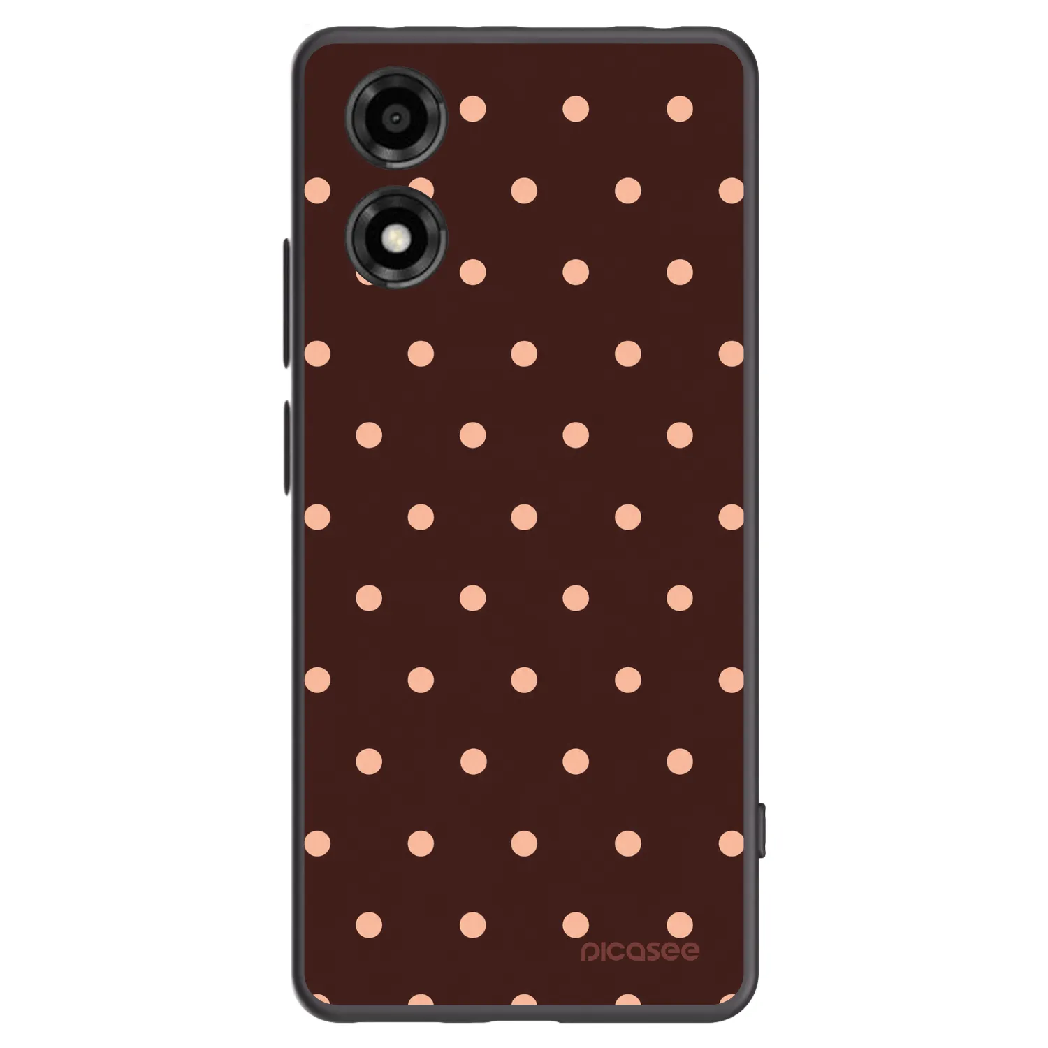 Picasee Μαύρη θήκη σιλικόνης για Motorola Moto E14 - Peach Dots & Chocolate