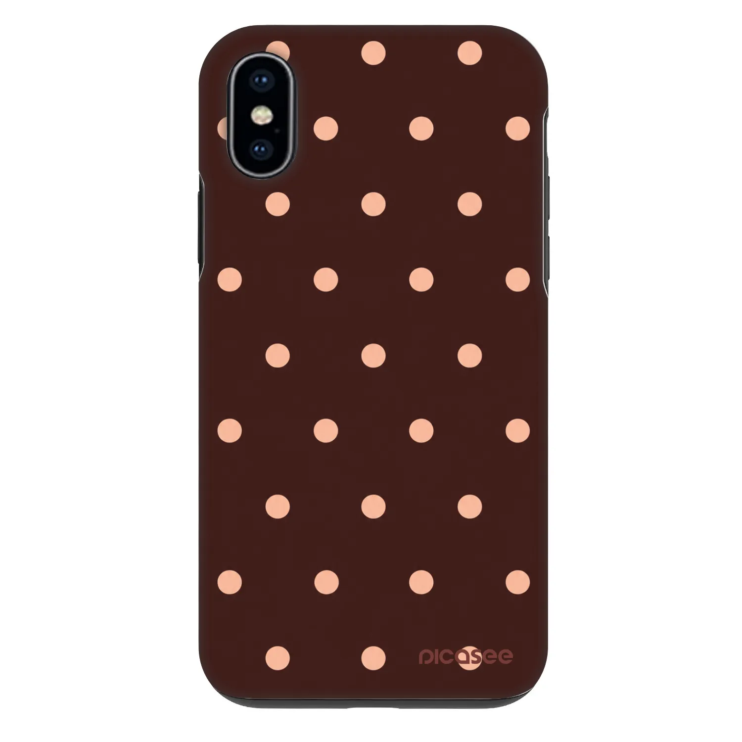 Picasee Fashion Case για Apple iPhone X/XS - Peach Dots & Chocolate