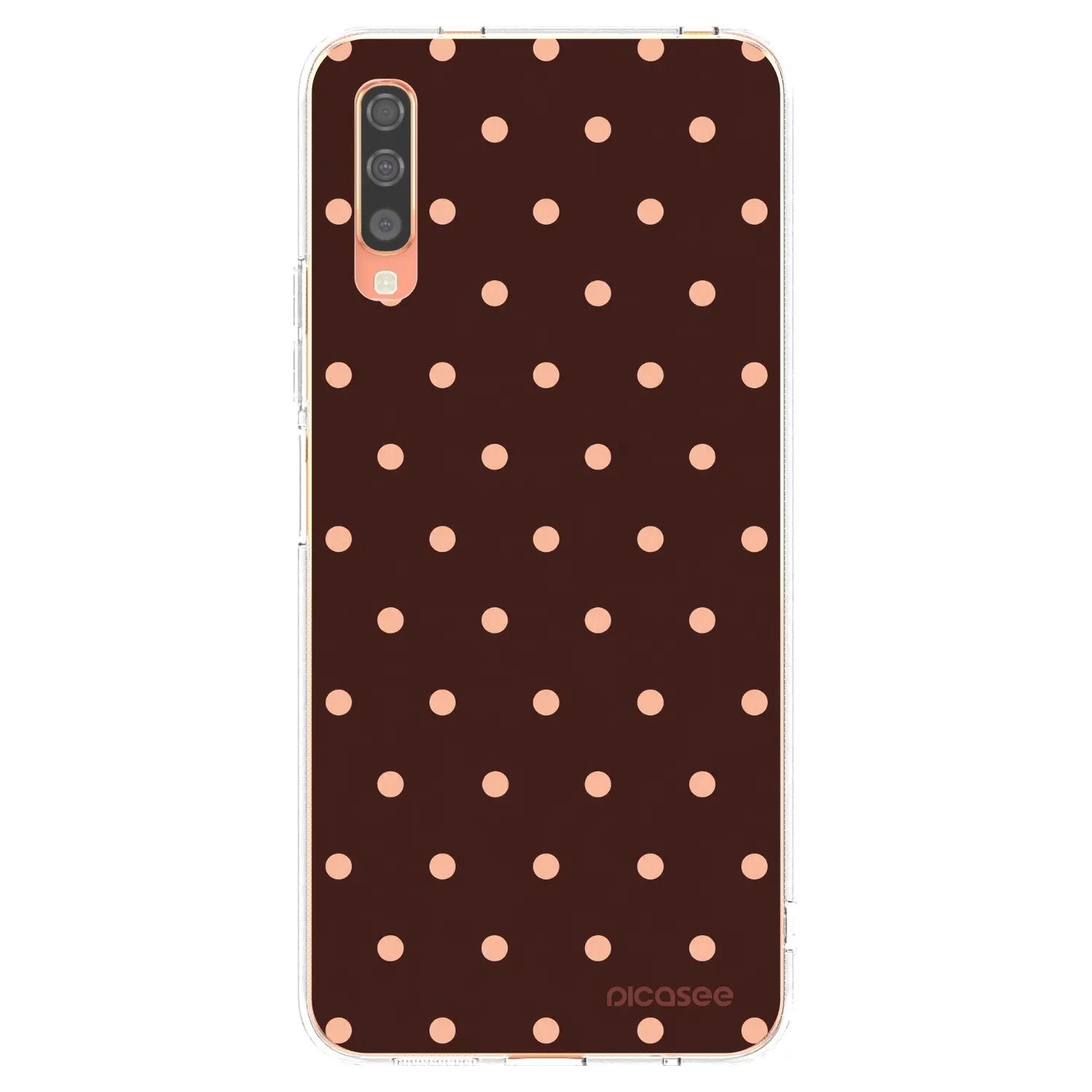 Picasee διαφανής θήκη σιλικόνης Samsung Galaxy A70 A705F - Peach Dots & Chocolate