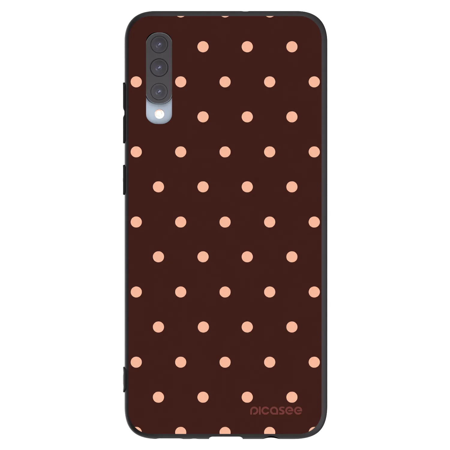 Picasee Μαύρη θήκη σιλικόνης για Samsung Galaxy A70 A705F - Peach Dots & Chocolate