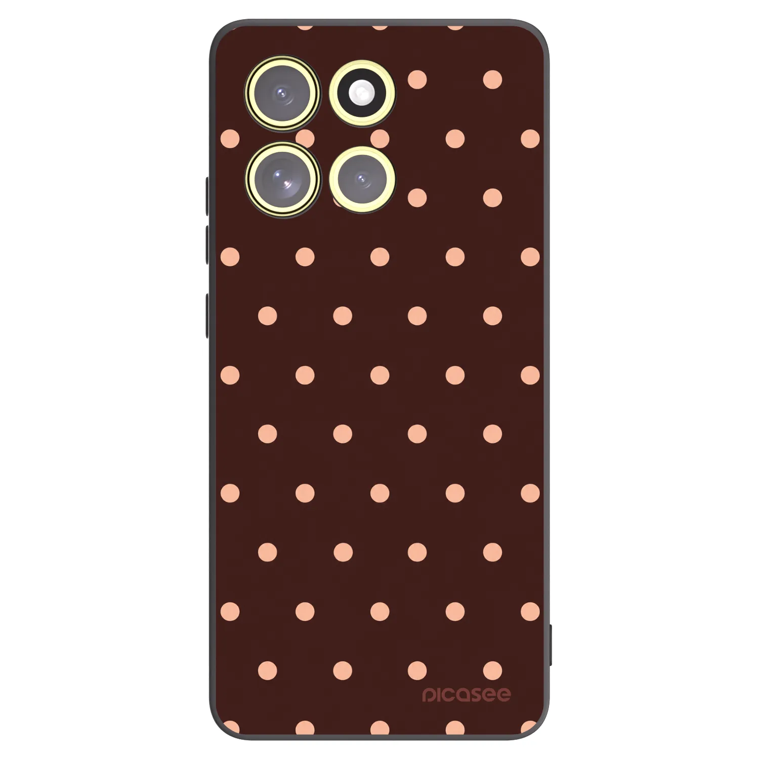 Picasee Μαύρη θήκη σιλικόνης για Motorola Moto G86 5G - Peach Dots & Chocolate