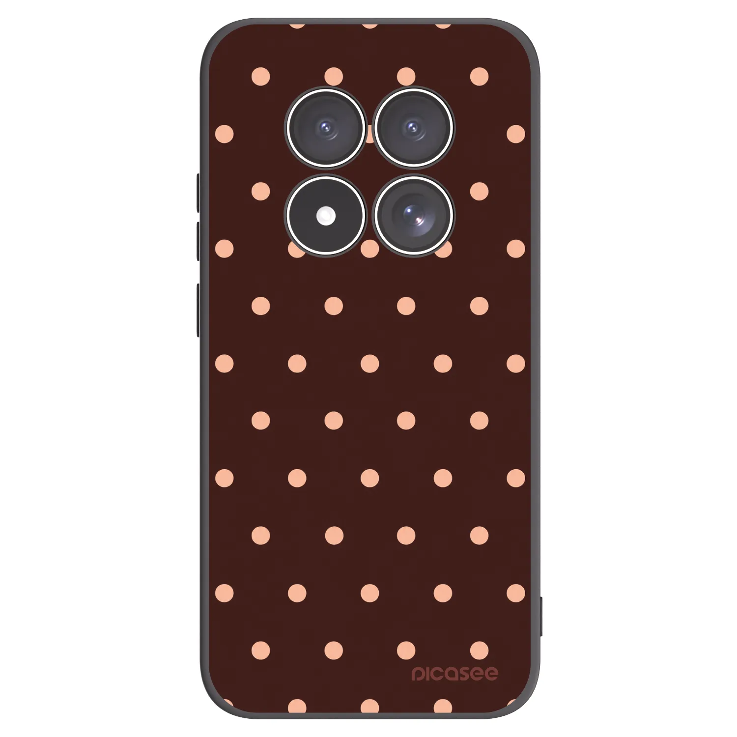 Picasee Μαύρη θήκη σιλικόνης για Xiaomi Redmi Note 15 Pro 4G - Peach Dots & Chocolate