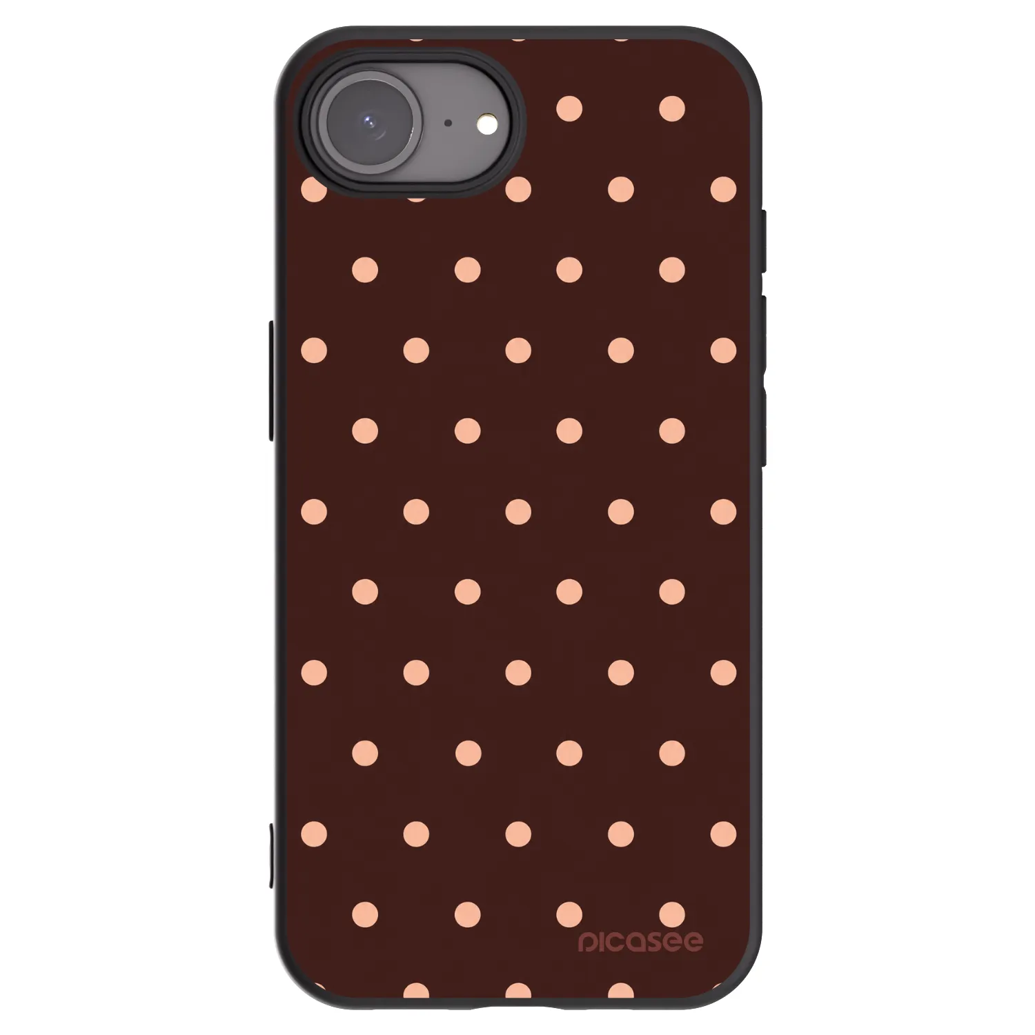 Picasee Μαύρη θήκη σιλικόνης για Apple iPhone 17e - Peach Dots & Chocolate