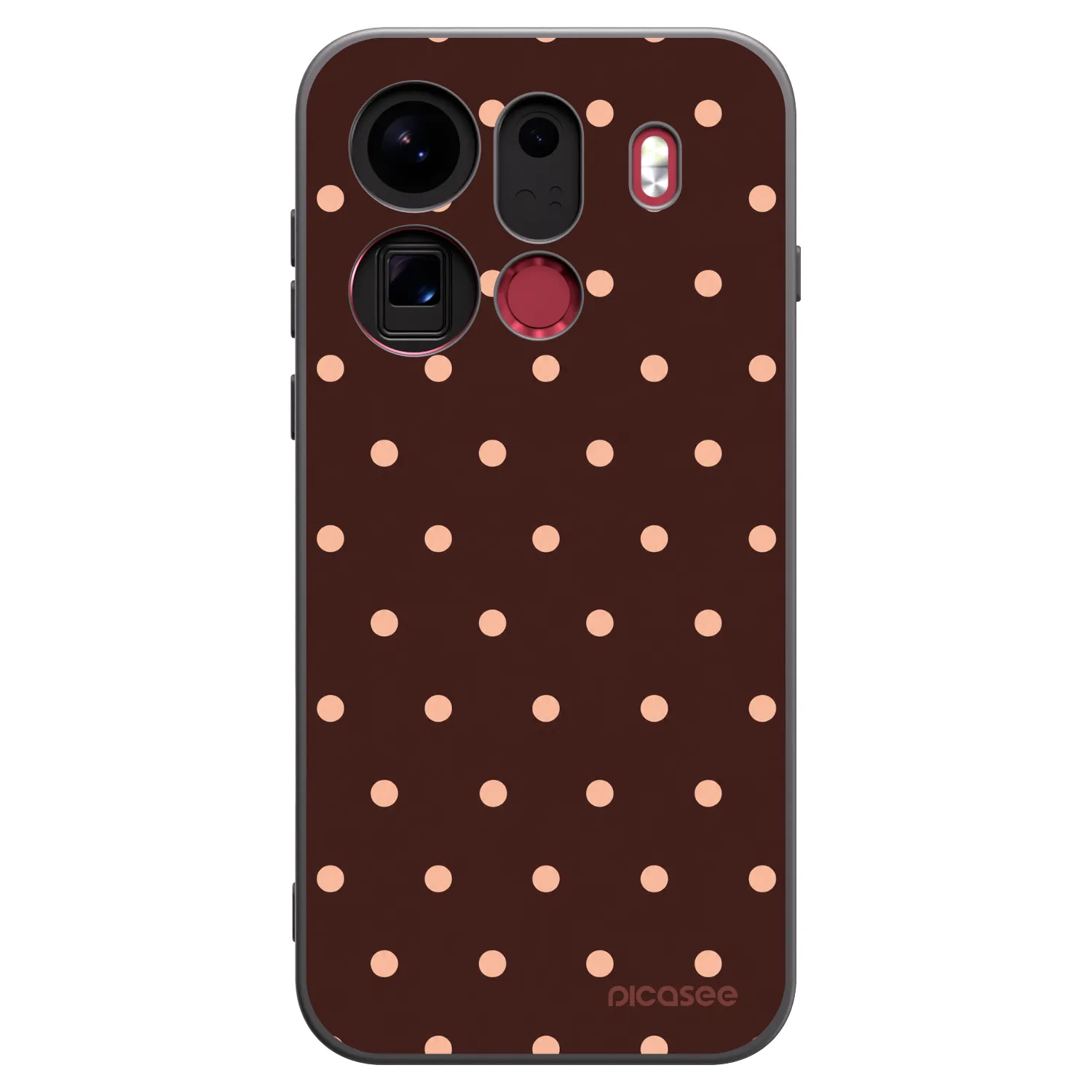 Picasee Μαύρη θήκη σιλικόνης για OPPO Find X9 Pro - Peach Dots & Chocolate