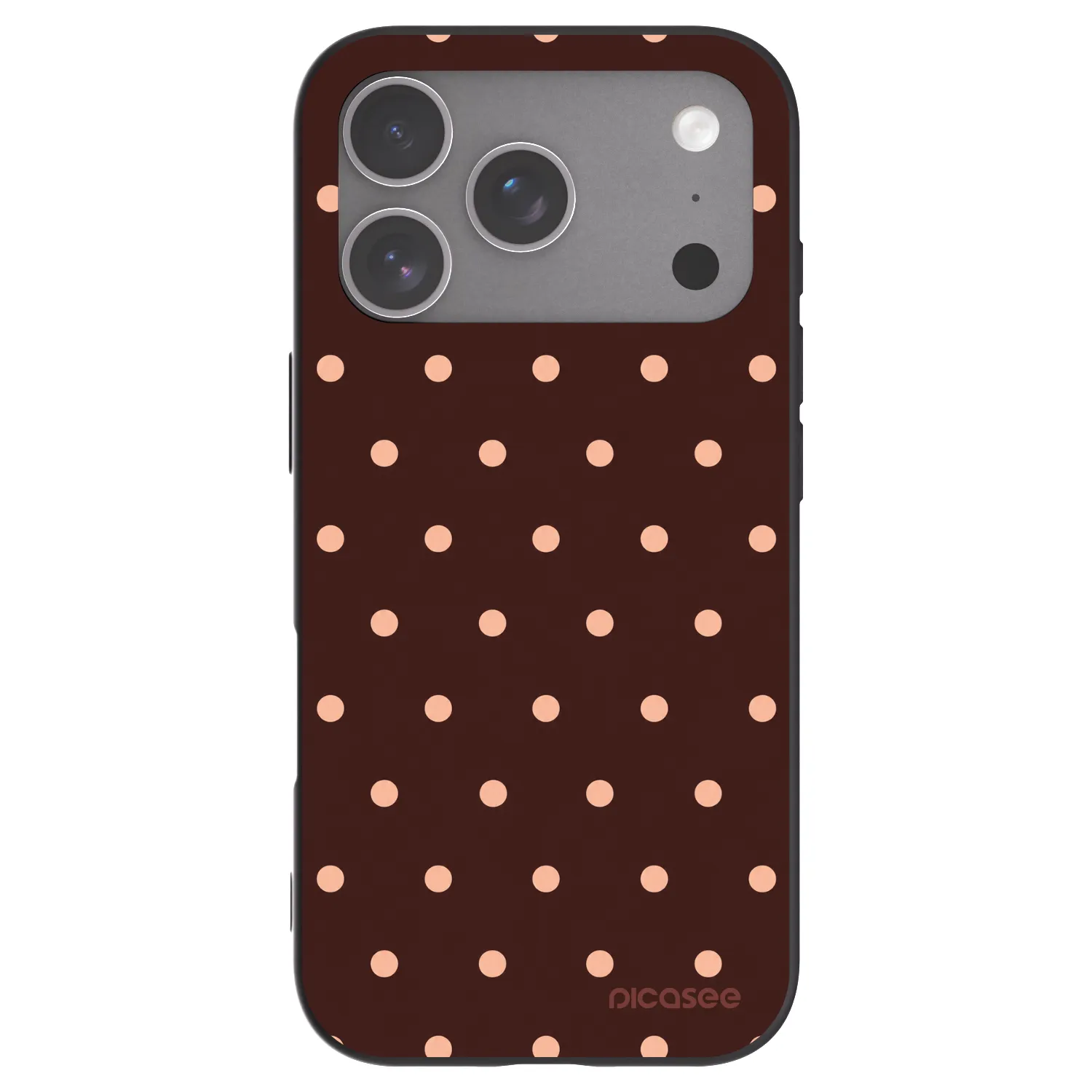 Picasee Μαύρη θήκη σιλικόνης για Apple iPhone 18 Pro - Peach Dots & Chocolate