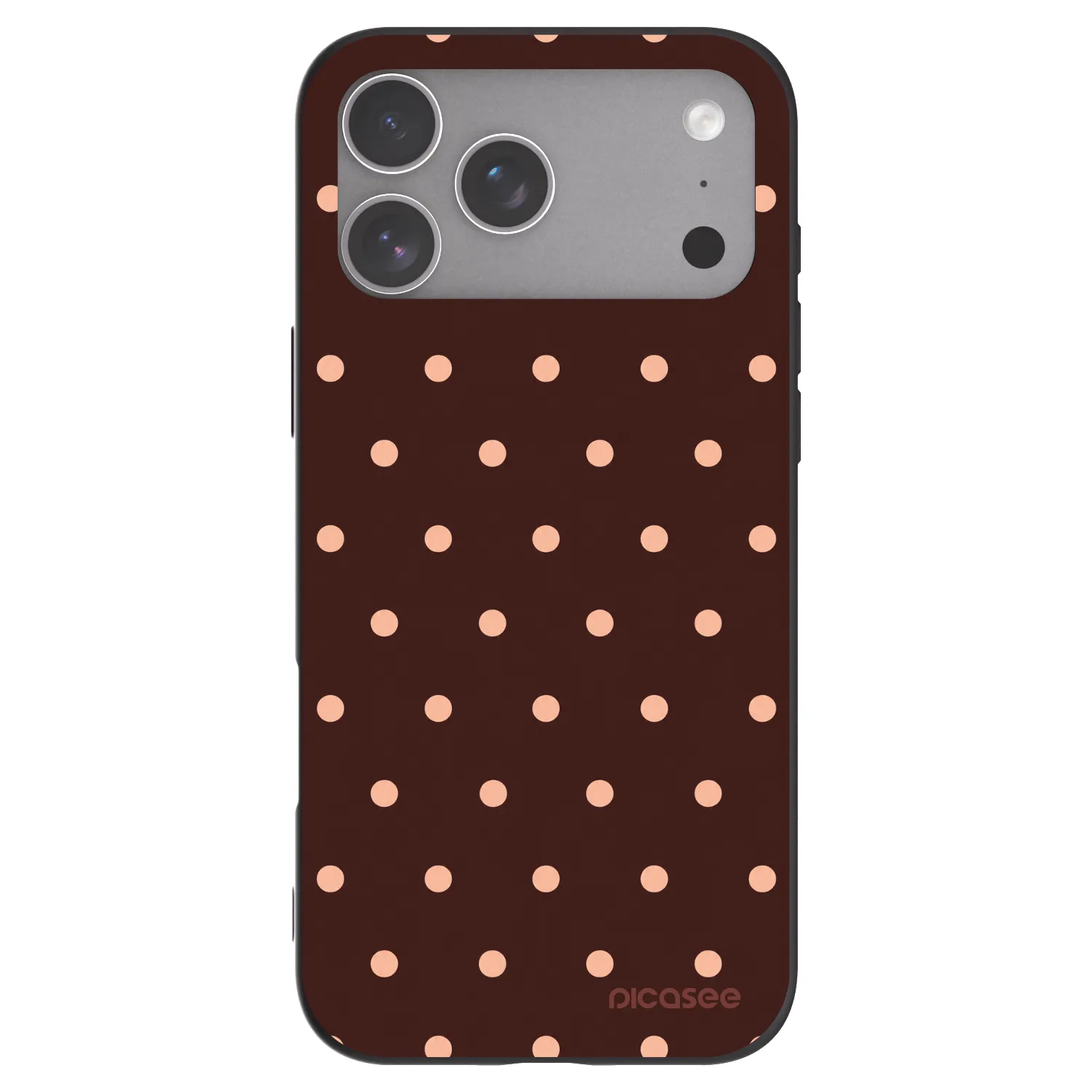 Picasee Μαύρη θήκη σιλικόνης για Apple iPhone 18 Pro Max - Peach Dots & Chocolate
