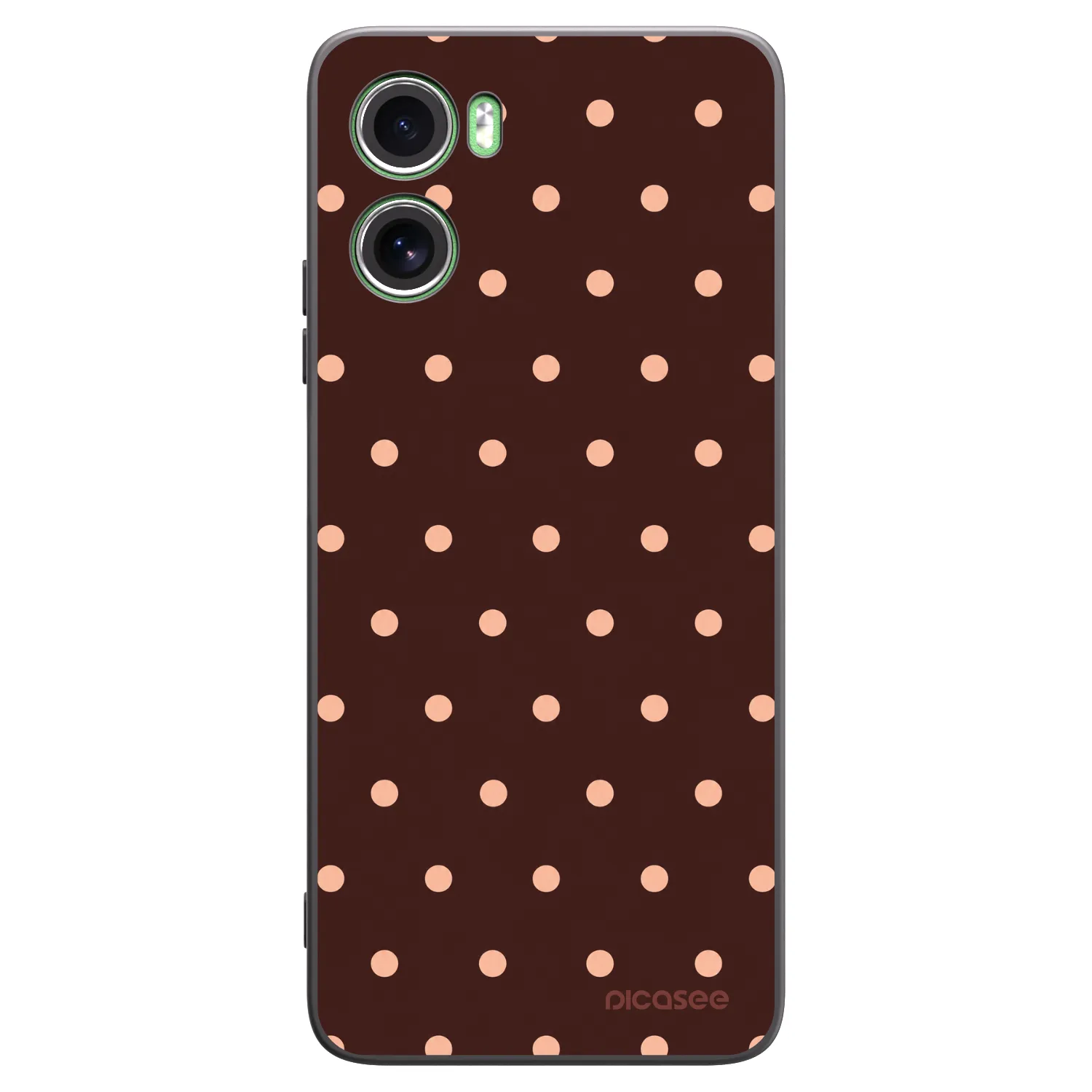 Picasee Μαύρη θήκη σιλικόνης για Motorola Moto G06 - Peach Dots & Chocolate