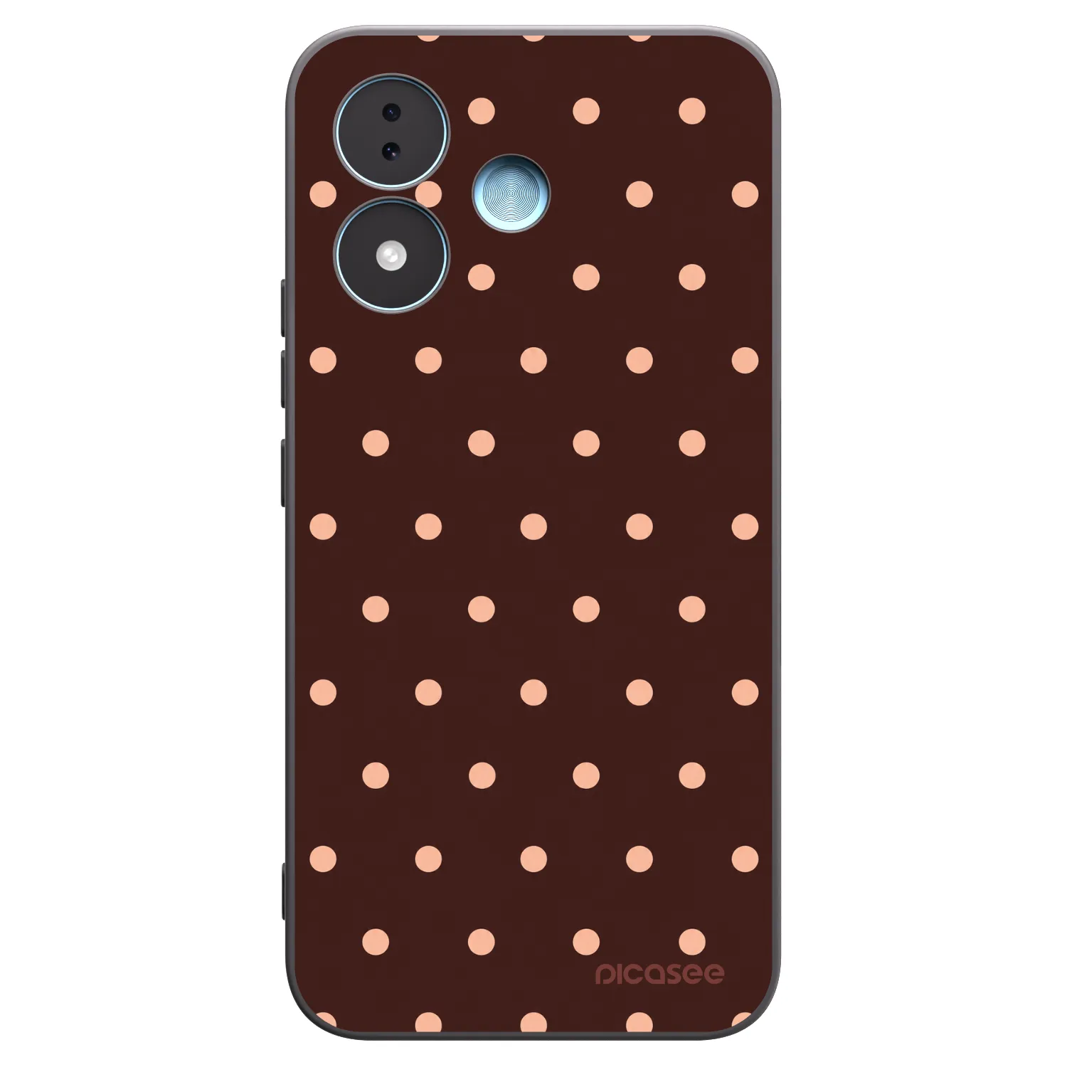 Picasee Μαύρη θήκη σιλικόνης για Xiaomi Redmi Note 17 5G - Peach Dots & Chocolate
