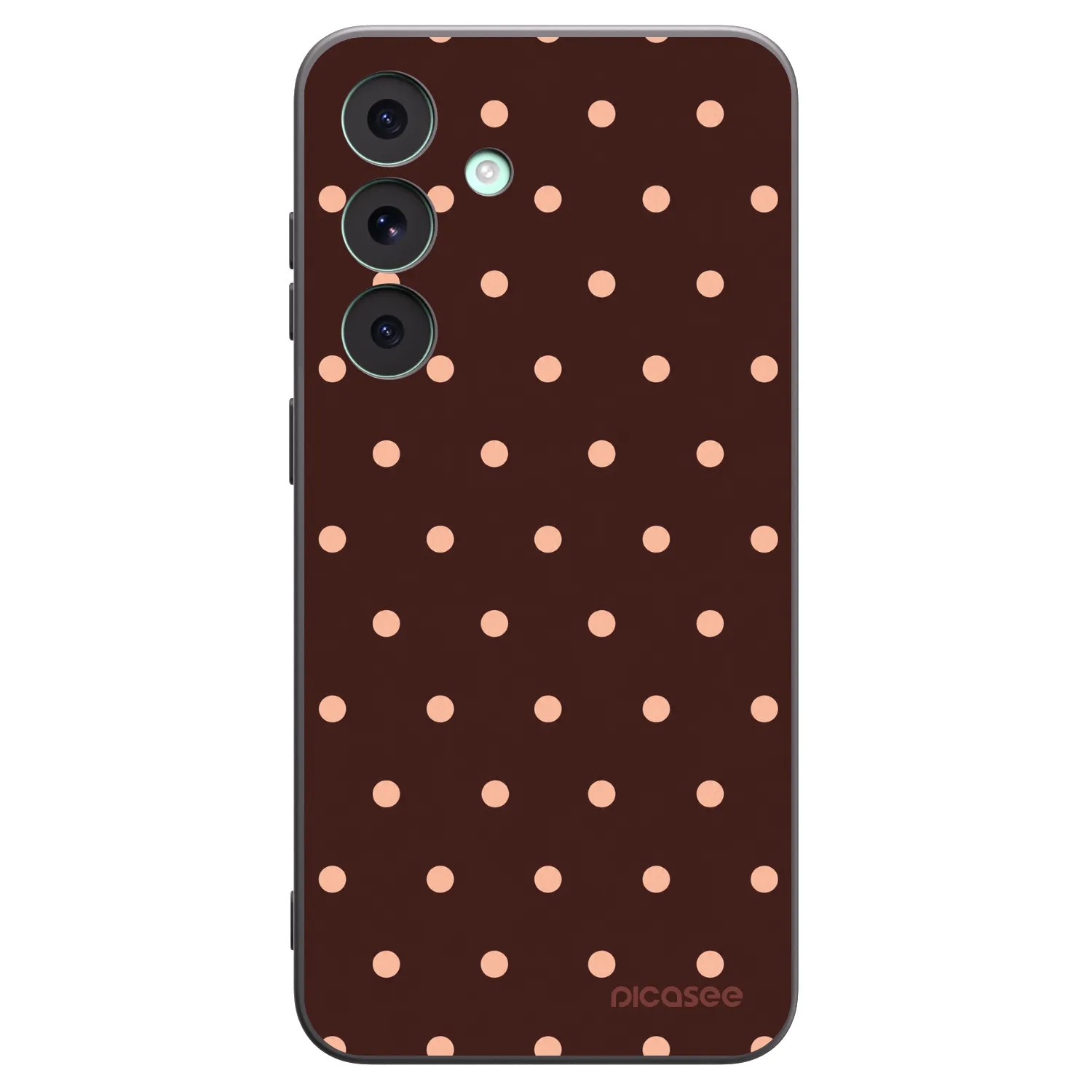 Picasee Μαύρη θήκη σιλικόνης για Samsung Galaxy S26 FE - Peach Dots & Chocolate