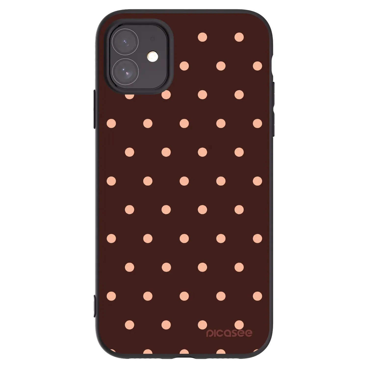 Picasee Μαύρη θήκη σιλικόνης για Apple iPhone 11 - Peach Dots & Chocolate