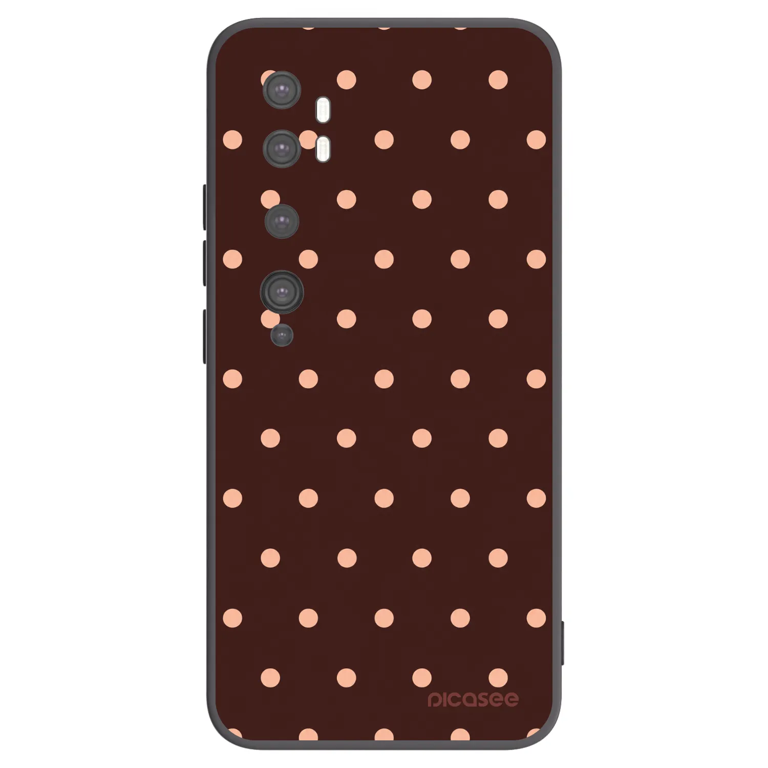 Picasee Μαύρη θήκη σιλικόνης για Xiaomi Mi Note 10 (Pro) - Peach Dots & Chocolate