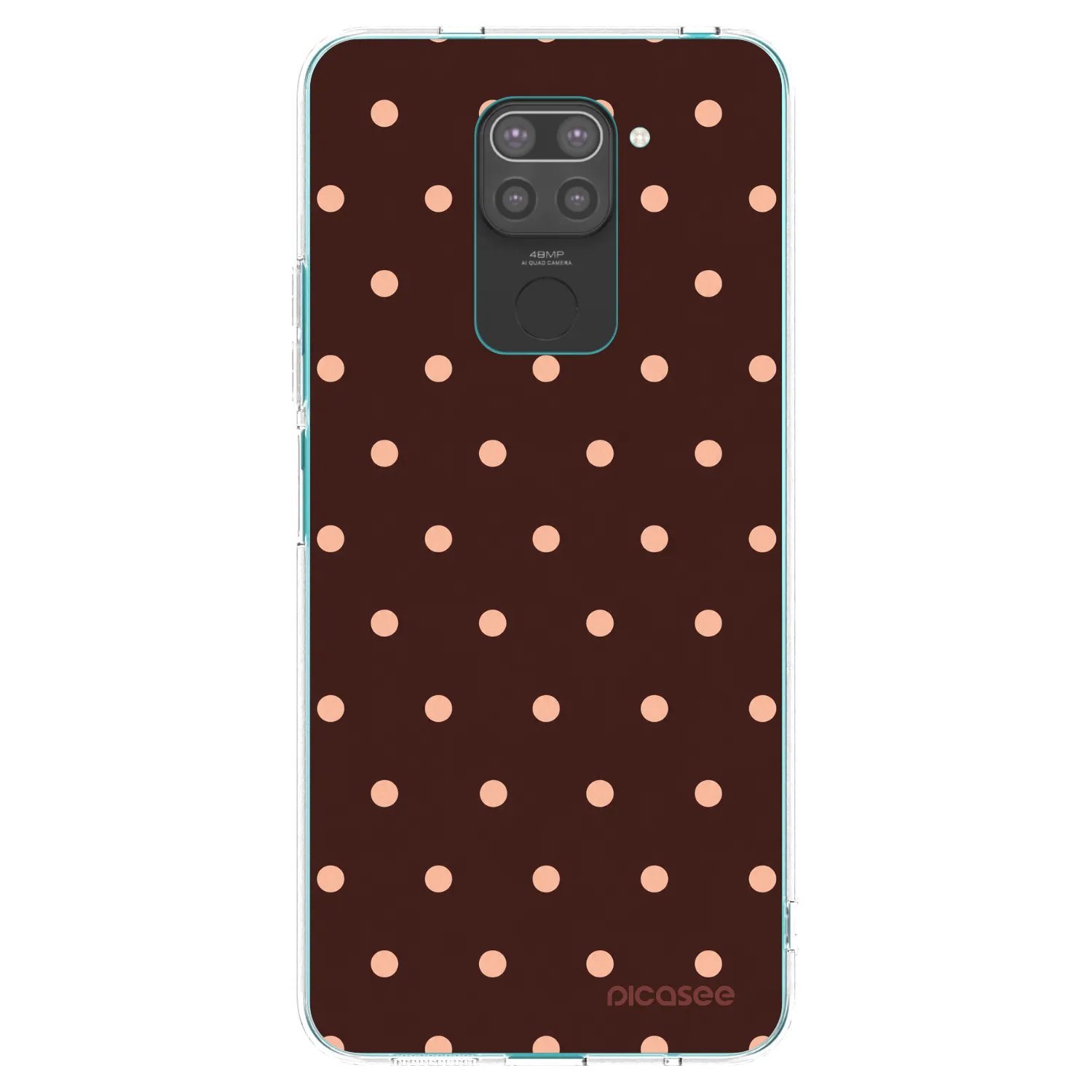 Picasee Μαύρη θήκη σιλικόνης για Xiaomi Redmi Note 9 - Peach Dots & Chocolate