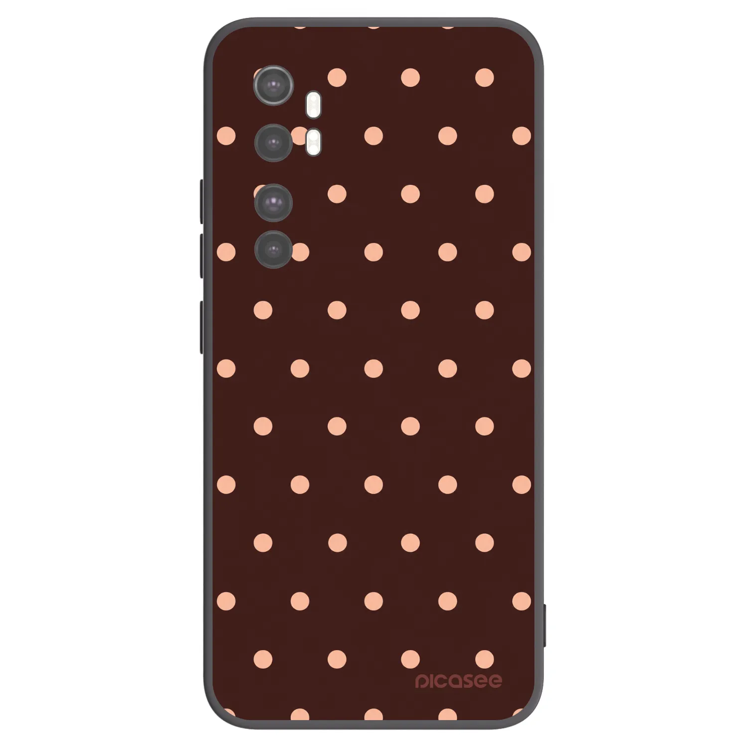 Picasee Μαύρη θήκη σιλικόνης για Xiaomi Mi Note 10 Lite - Peach Dots & Chocolate
