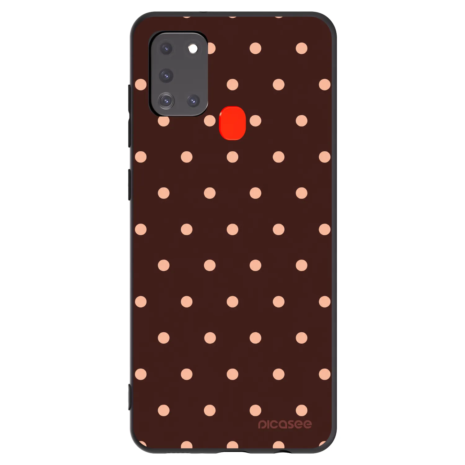 Picasee Μαύρη θήκη σιλικόνης για Samsung Galaxy A21s - Peach Dots & Chocolate