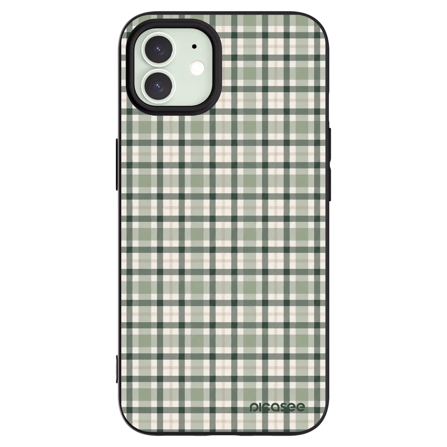 Picasee Μαύρη θήκη σιλικόνης για Apple iPhone 12 - Sage Tartan