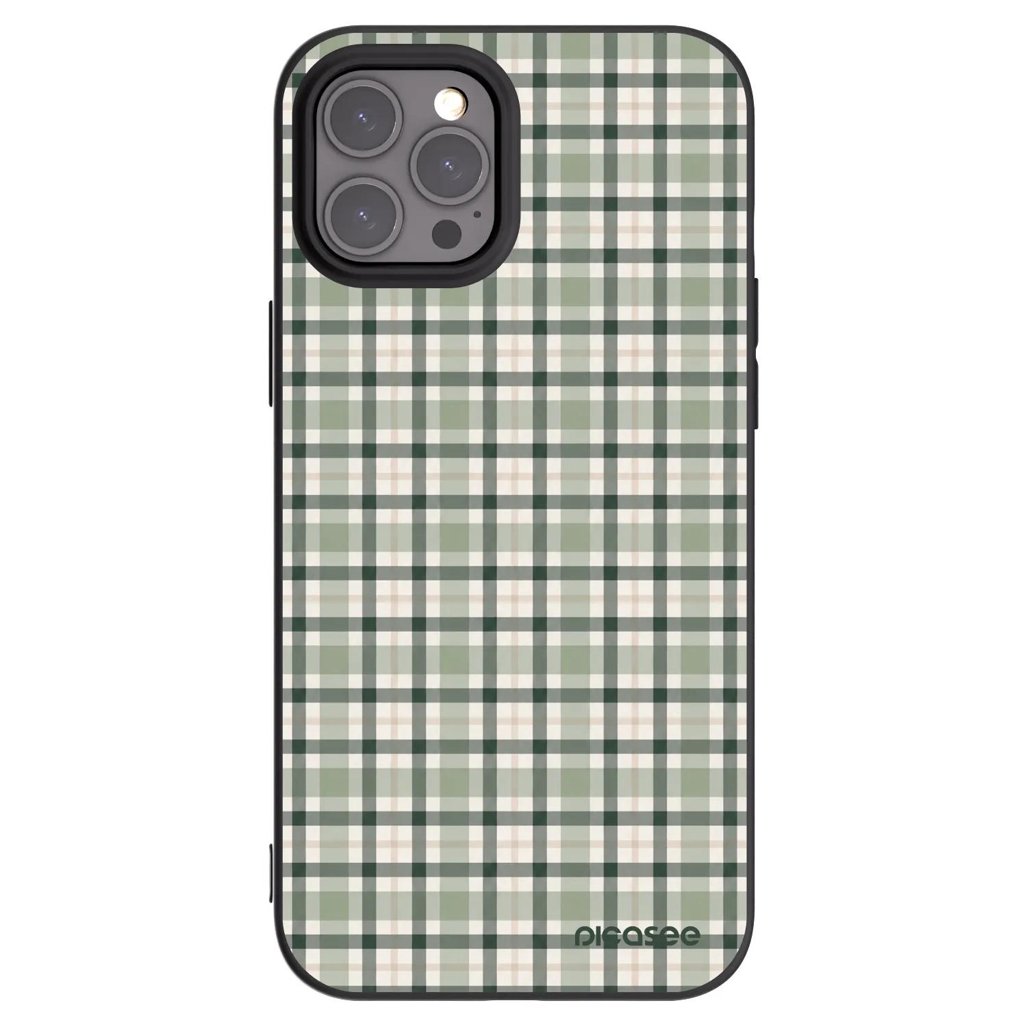 Picasee Μαύρη θήκη σιλικόνης για Apple iPhone 12 Pro Max - Sage Tartan
