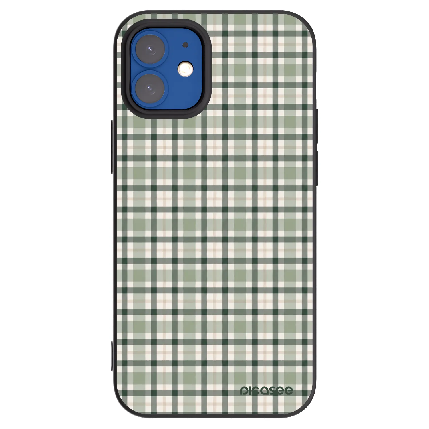 Picasee Μαύρη θήκη σιλικόνης για Apple iPhone 12 mini - Sage Tartan