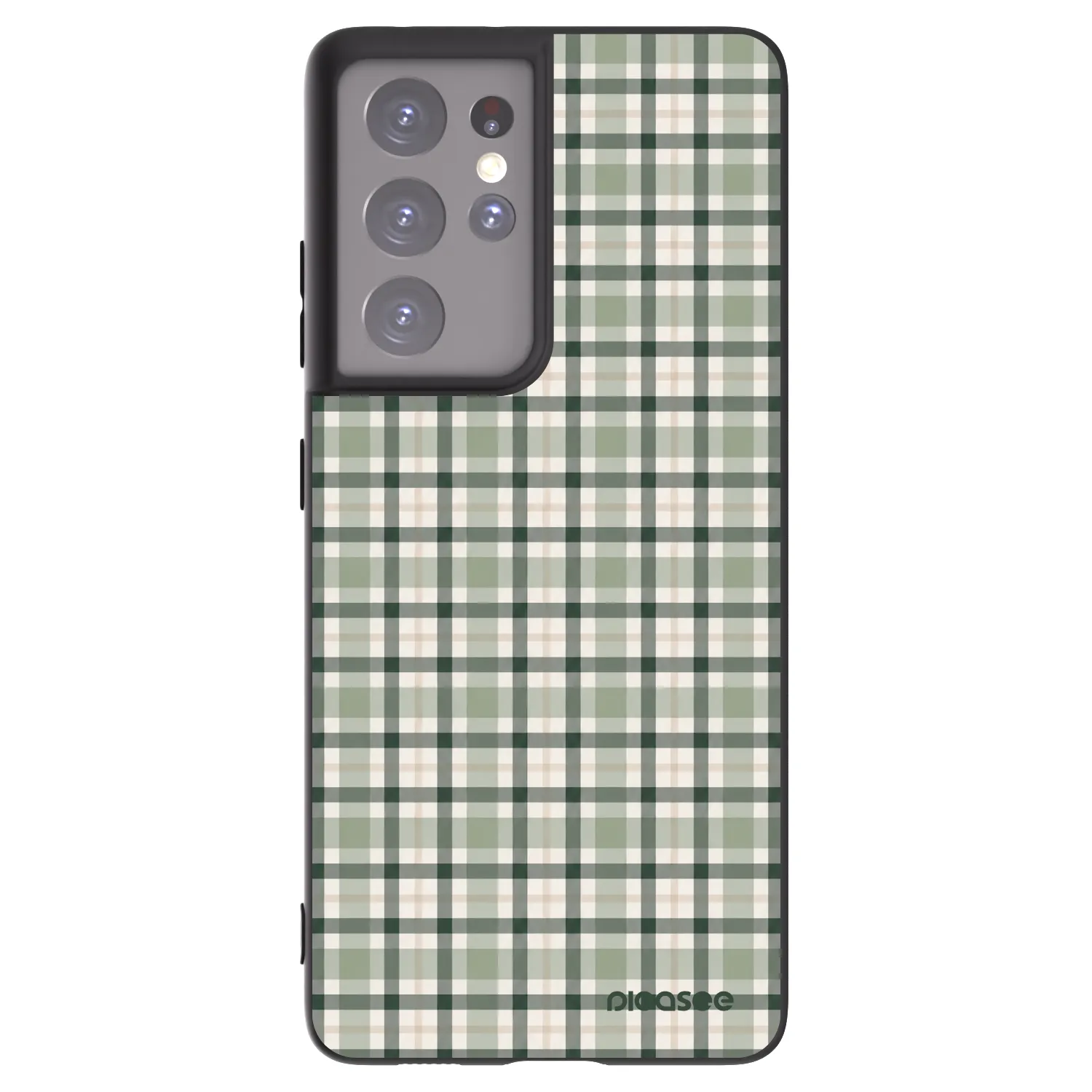 Picasee Μαύρη θήκη σιλικόνης για Samsung Galaxy S21 Ultra 5G G998B - Sage Tartan