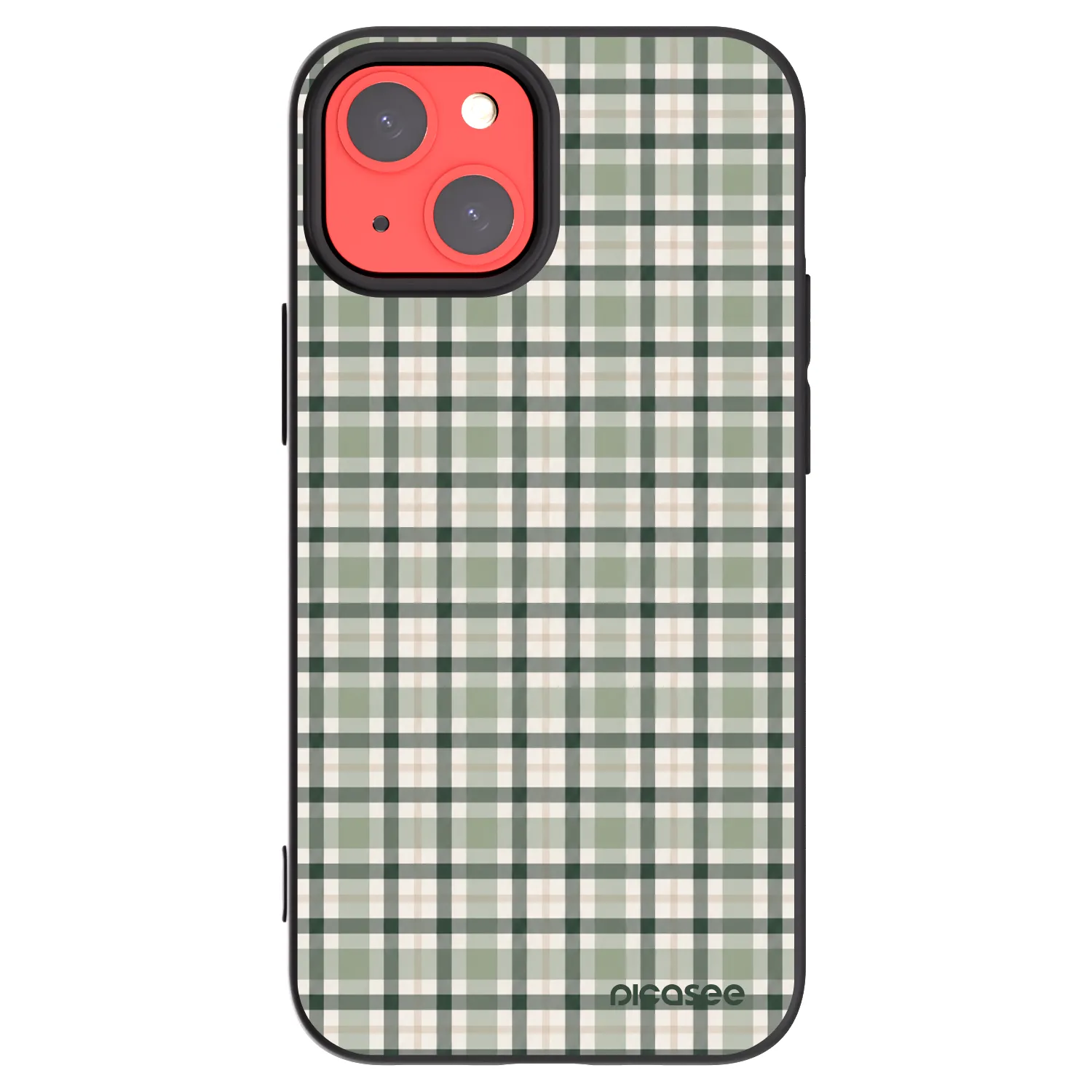 Picasee Μαύρη θήκη σιλικόνης για Apple iPhone 13 mini - Sage Tartan