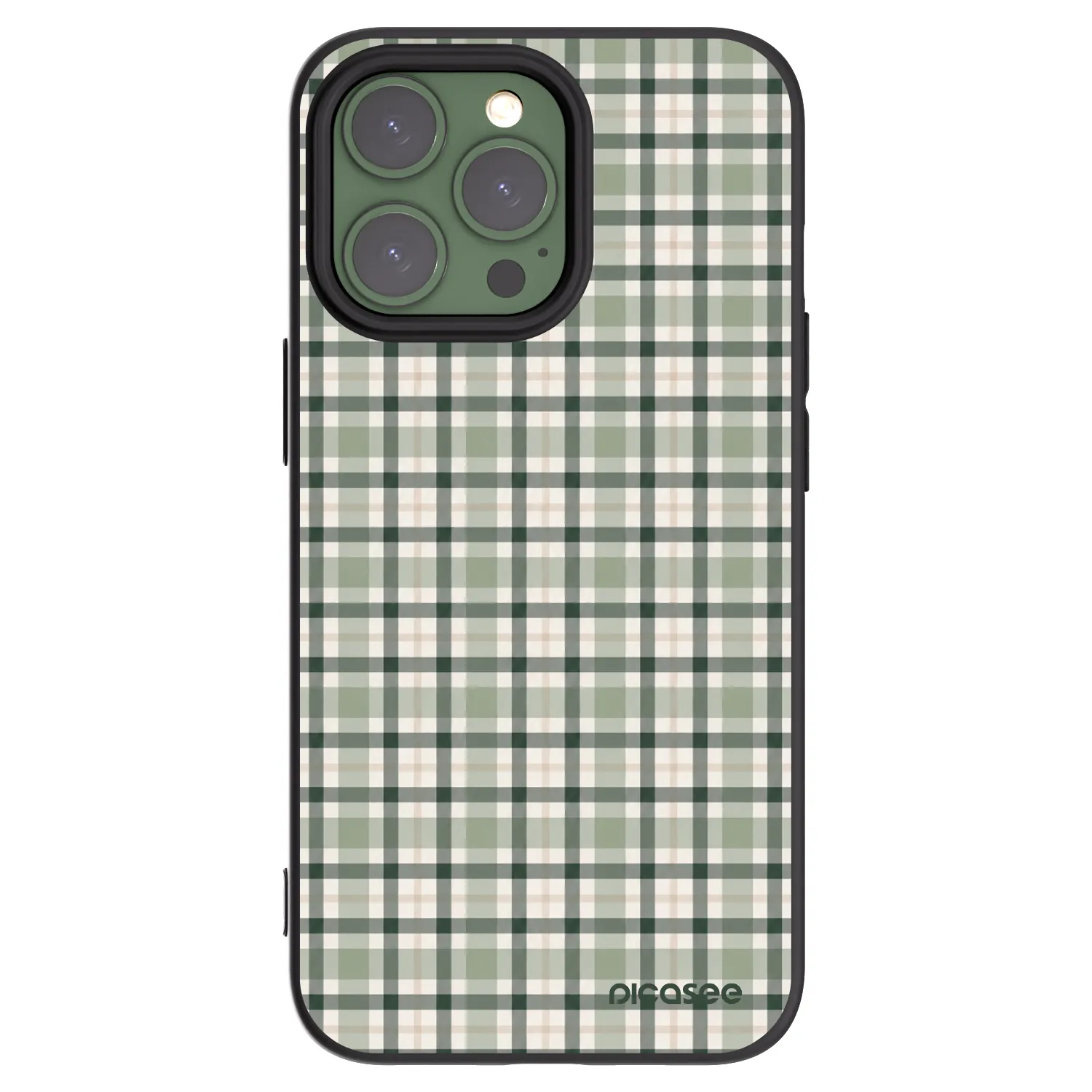 Picasee Μαύρη θήκη σιλικόνης για Apple iPhone 13 Pro - Sage Tartan