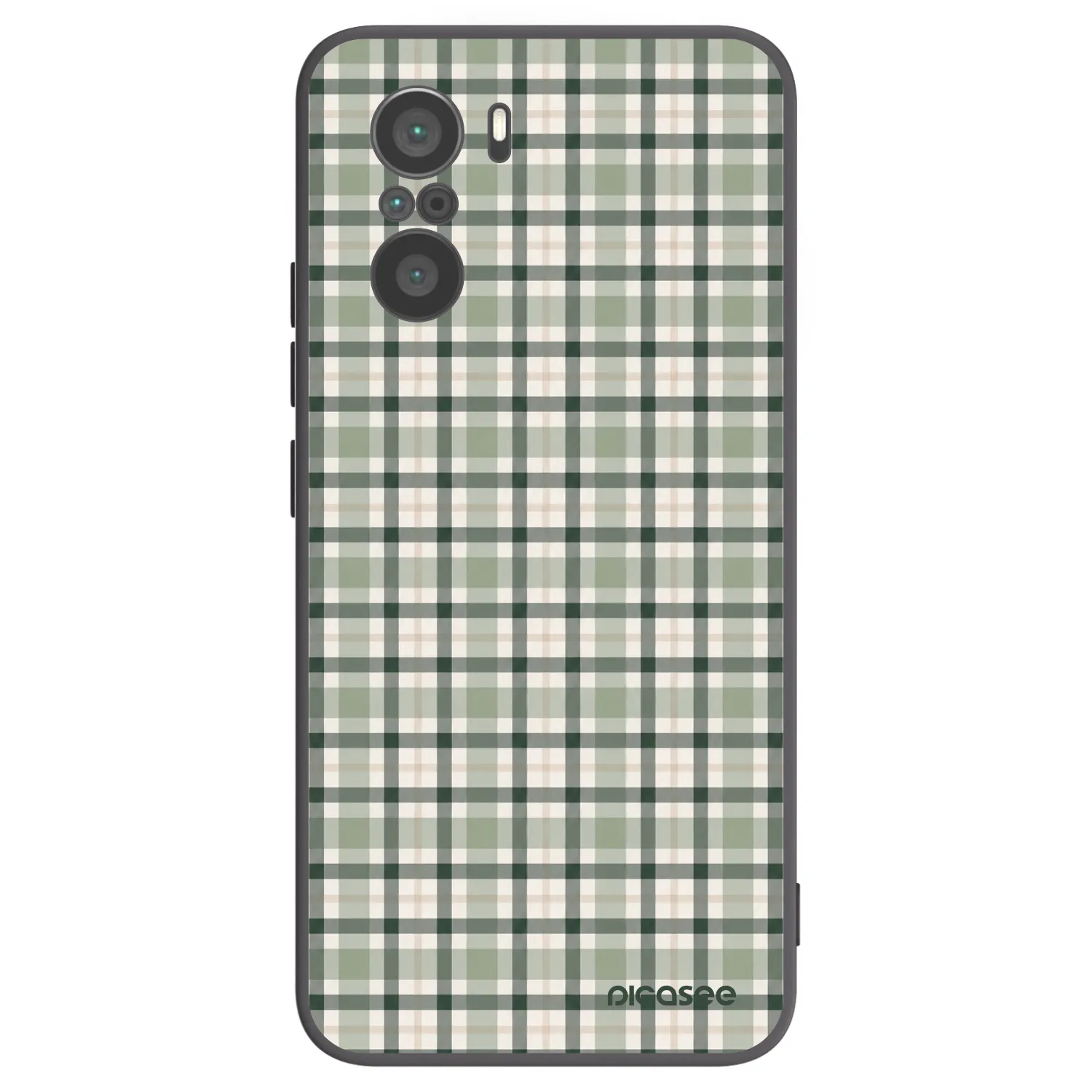 Picasee Μαύρη θήκη σιλικόνης για Xiaomi Poco F3 - Sage Tartan