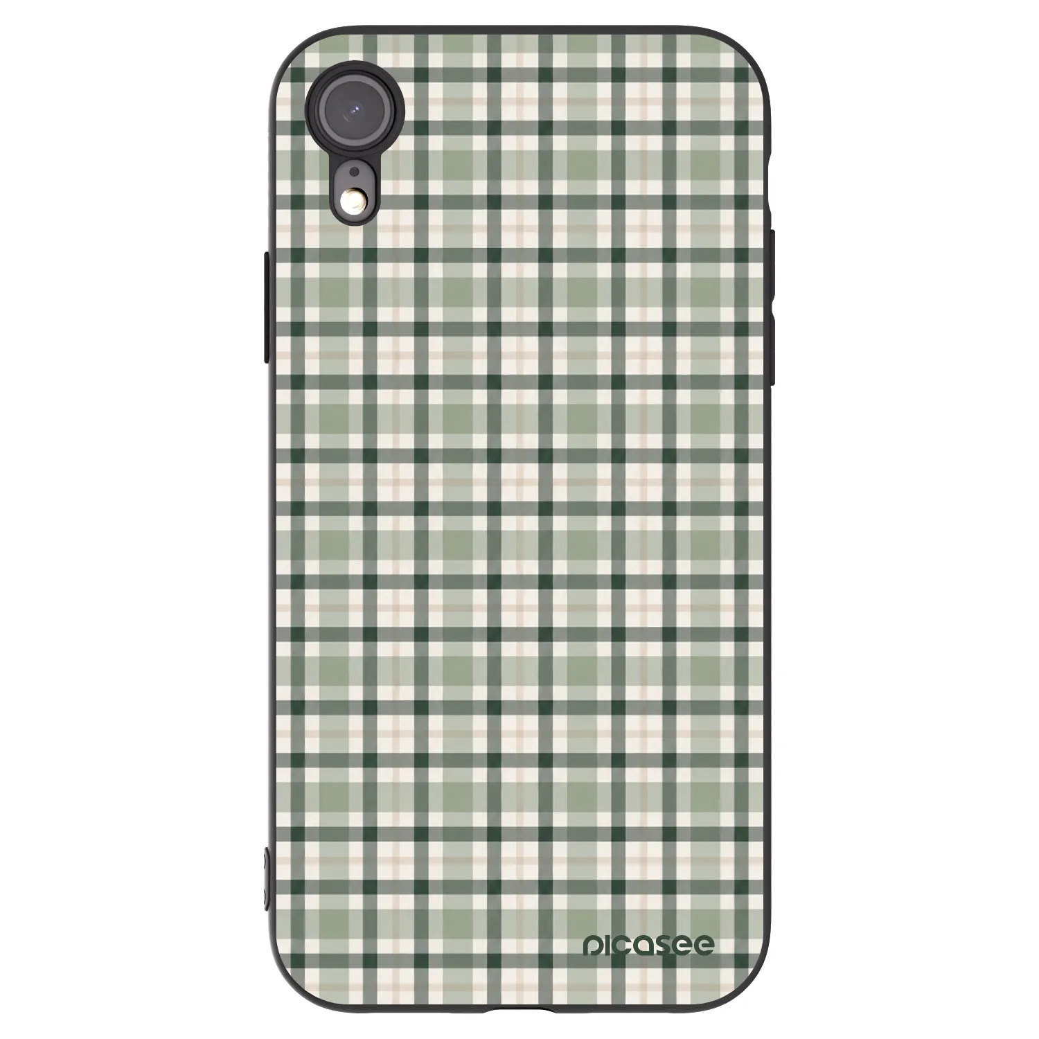 Picasee Μαύρη θήκη σιλικόνης για Apple iPhone XR - Sage Tartan