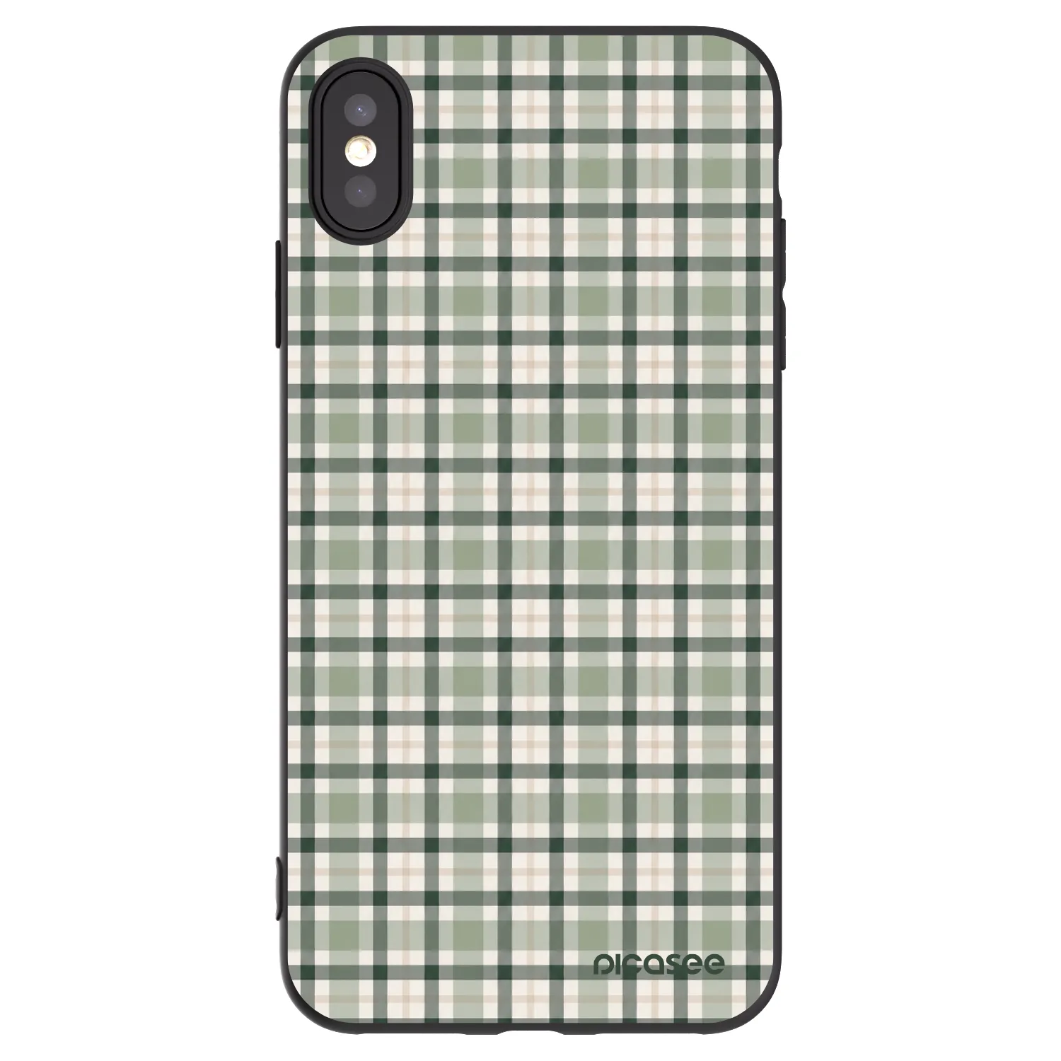 Picasee Μαύρη θήκη σιλικόνης για Apple iPhone XS Max - Sage Tartan