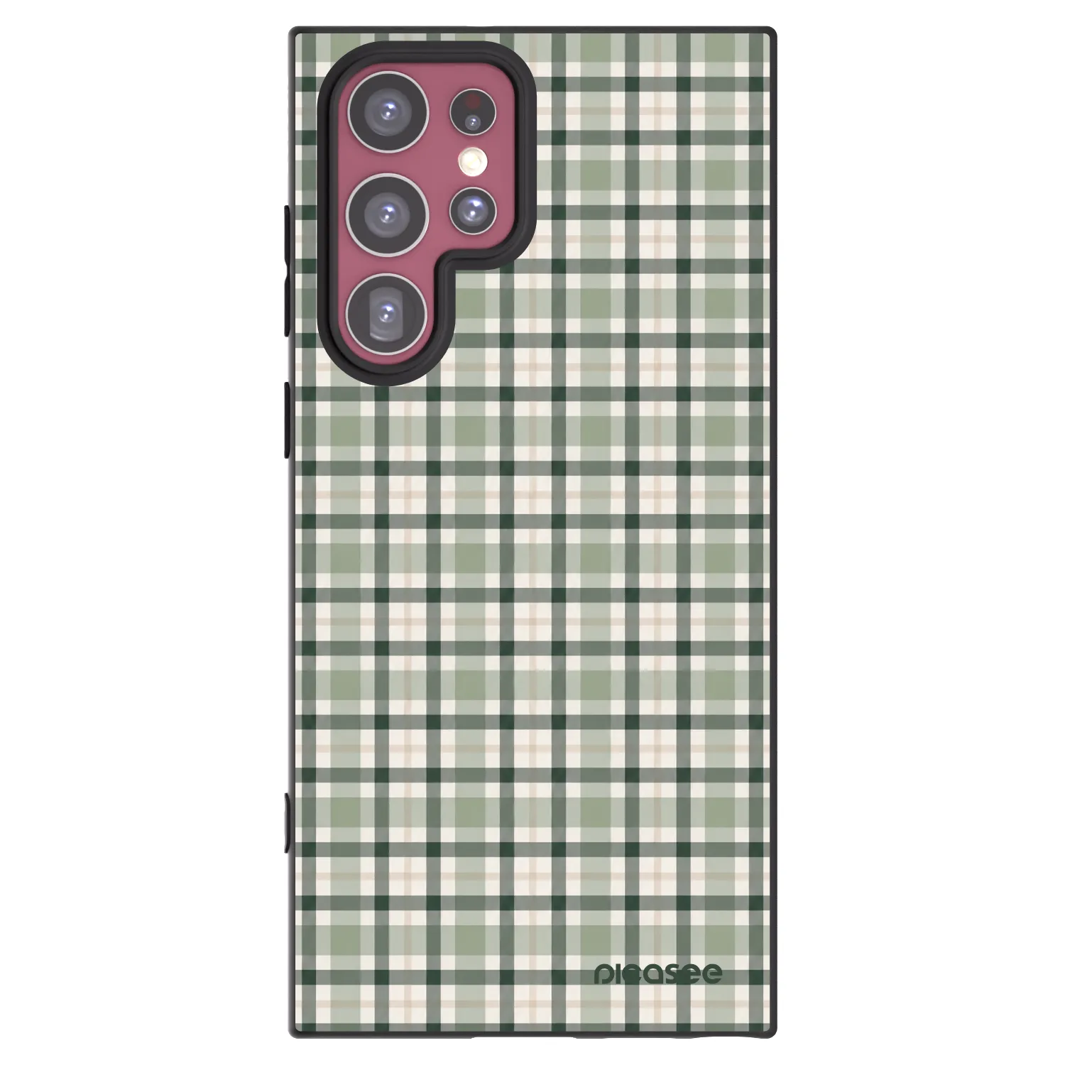 Picasee Μαύρη θήκη σιλικόνης για Samsung Galaxy S22 Ultra 5G - Sage Tartan