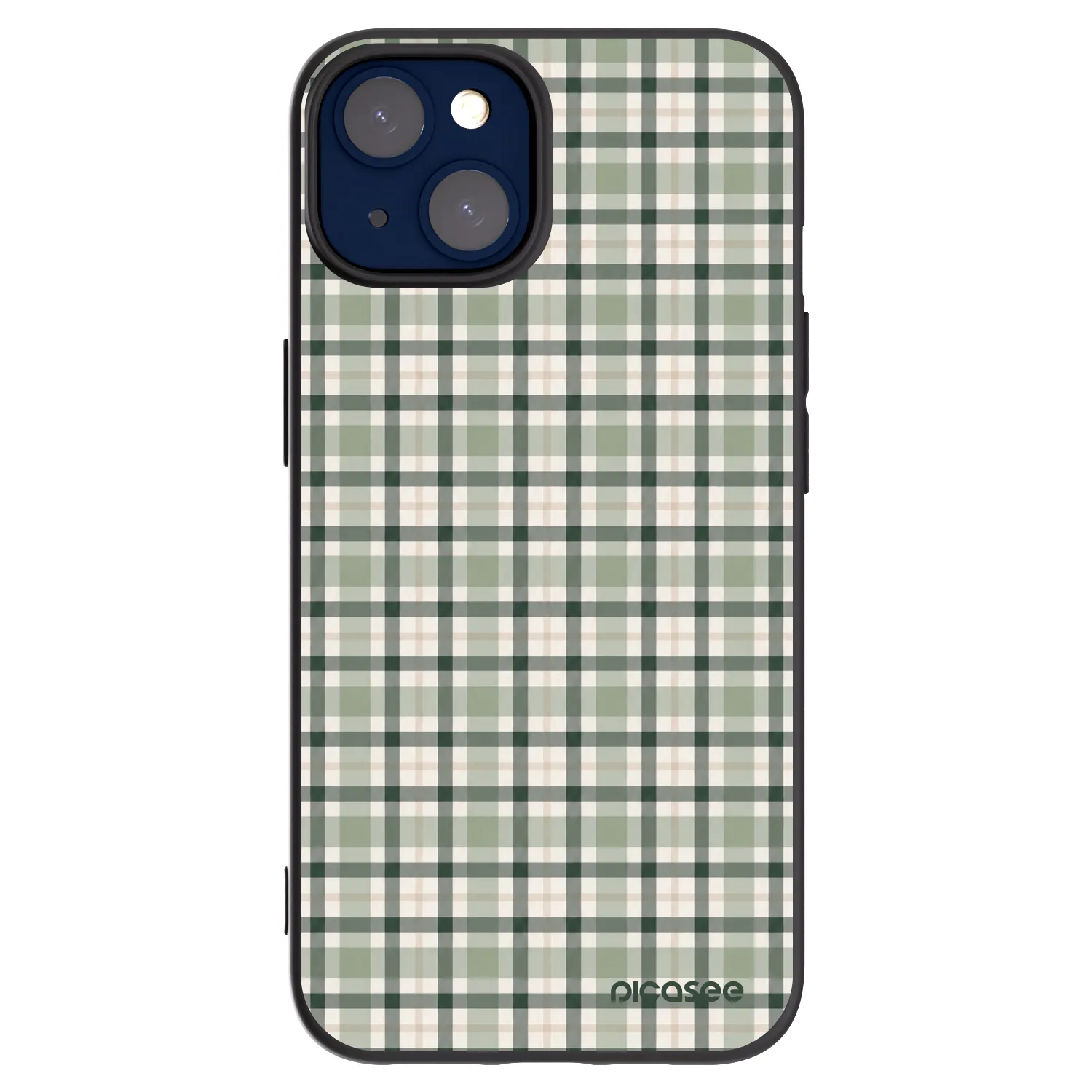 Picasee Μαύρη θήκη σιλικόνης για Apple iPhone 14 - Sage Tartan