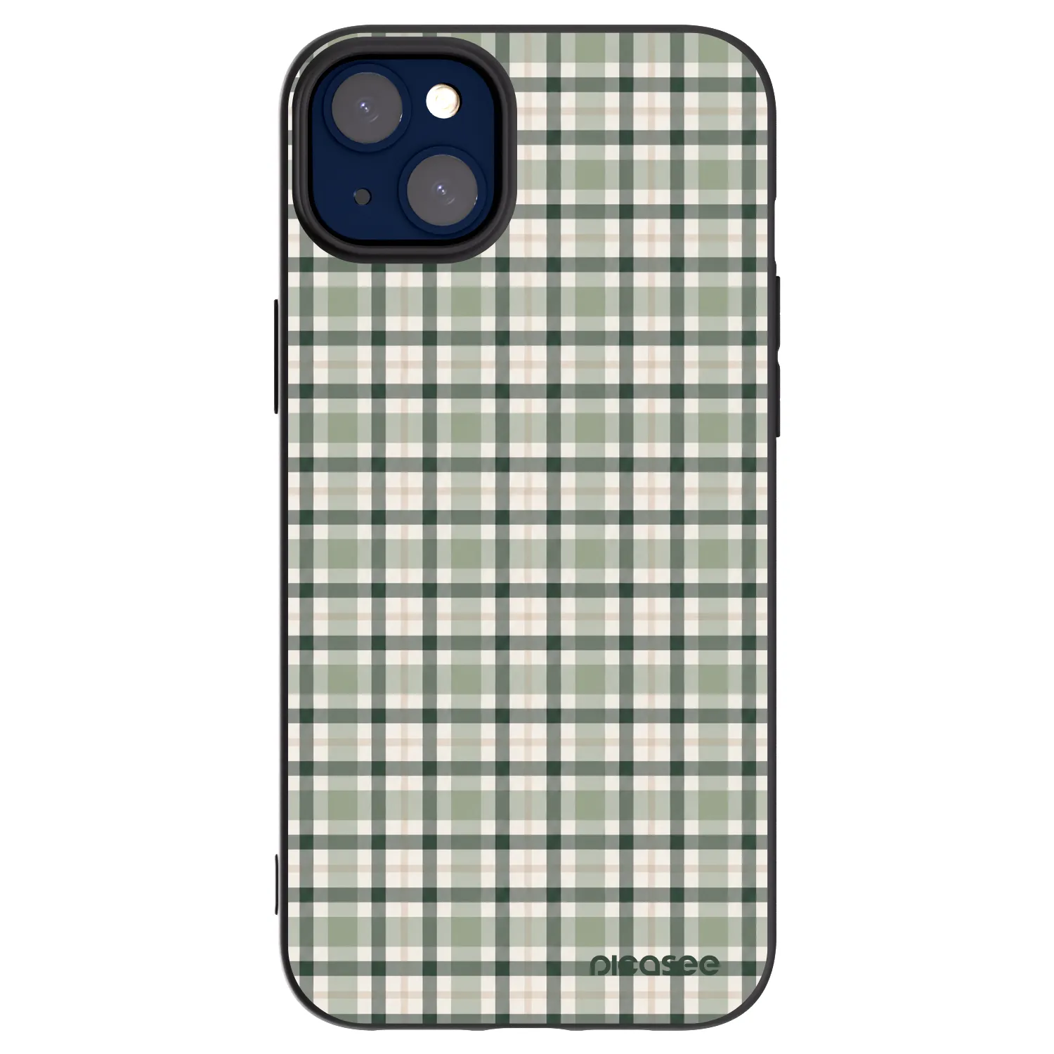 Picasee Μαύρη θήκη σιλικόνης για Apple iPhone 14 Plus - Sage Tartan