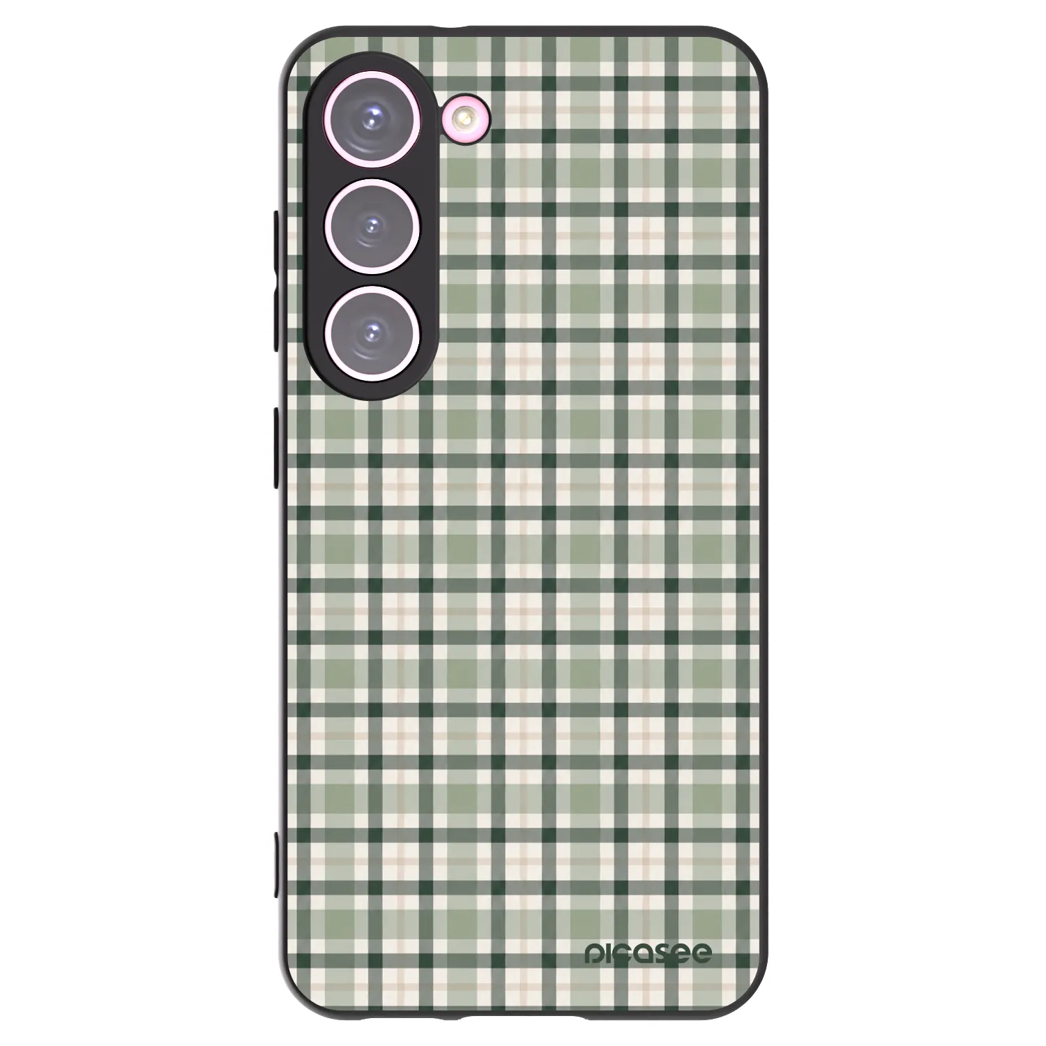 Picasee Μαύρη θήκη σιλικόνης για Samsung Galaxy S23 5G - Sage Tartan