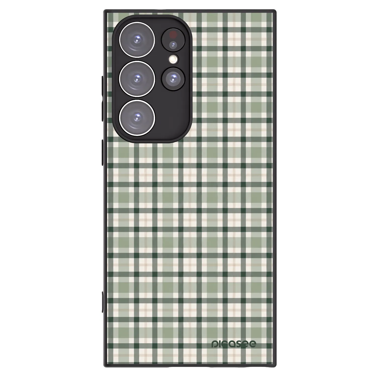 Picasee Μαύρη θήκη σιλικόνης για Samsung Galaxy S23 Ultra 5G - Sage Tartan