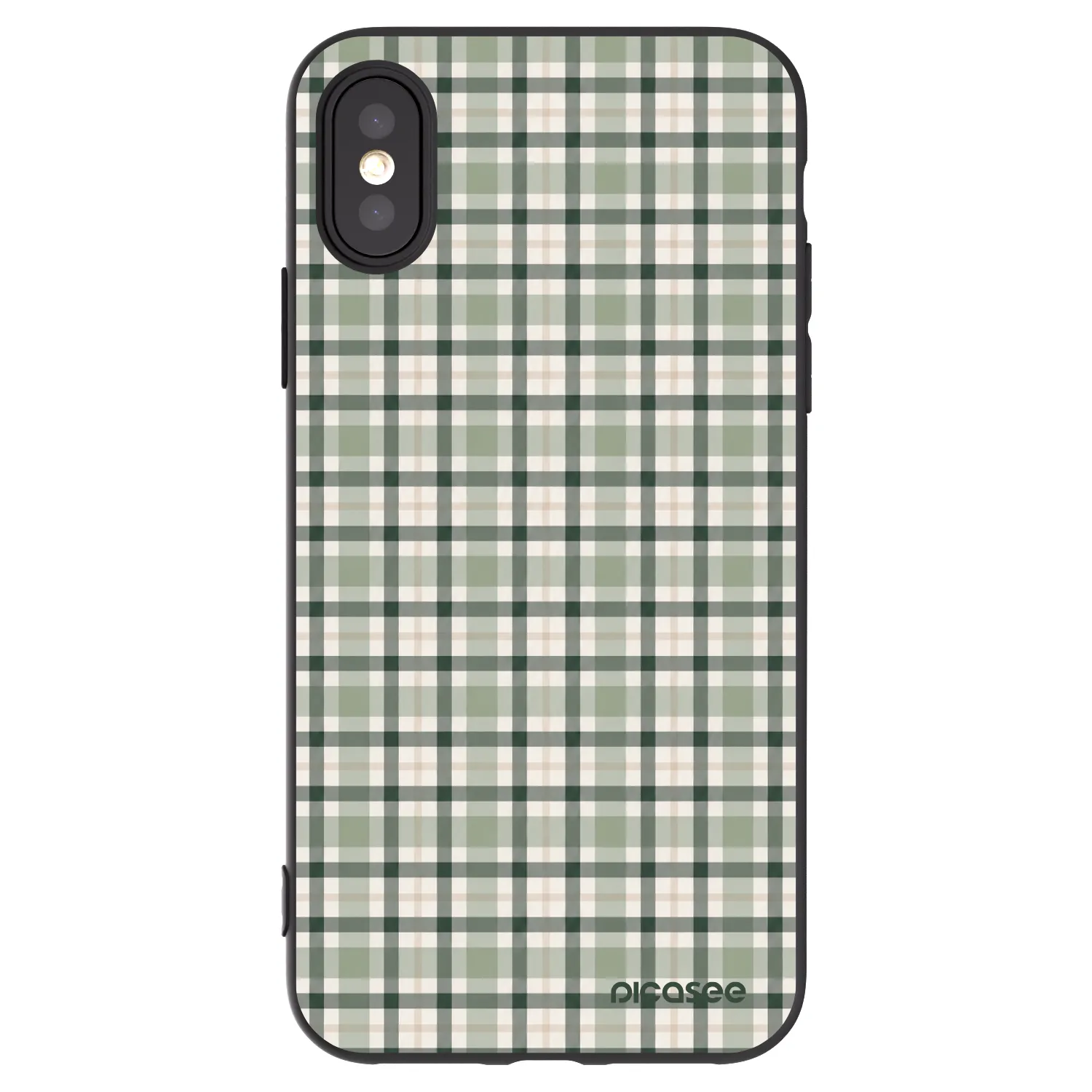 Picasee Μαύρη θήκη σιλικόνης για Apple iPhone X/XS - Sage Tartan