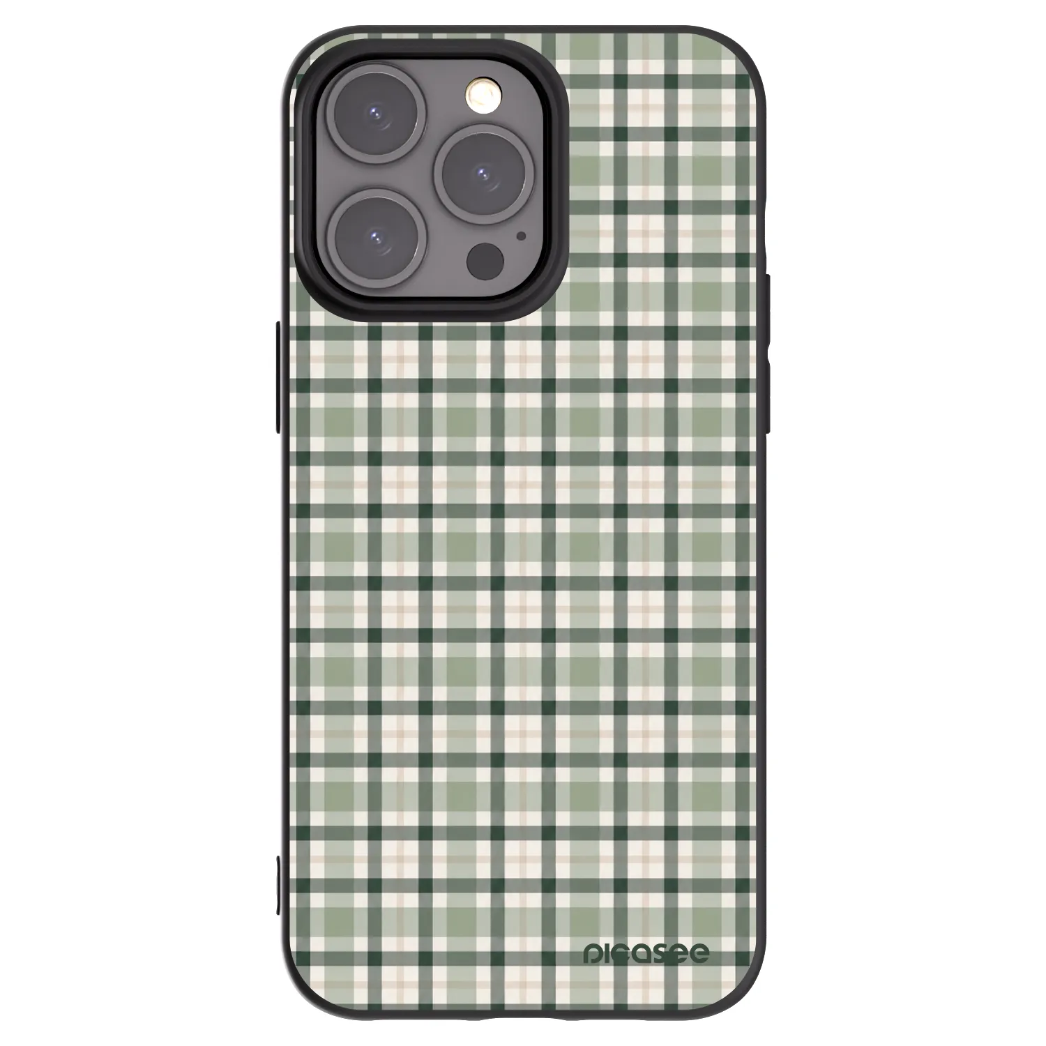 Picasee Μαύρη θήκη σιλικόνης για Apple iPhone 15 Pro Max - Sage Tartan