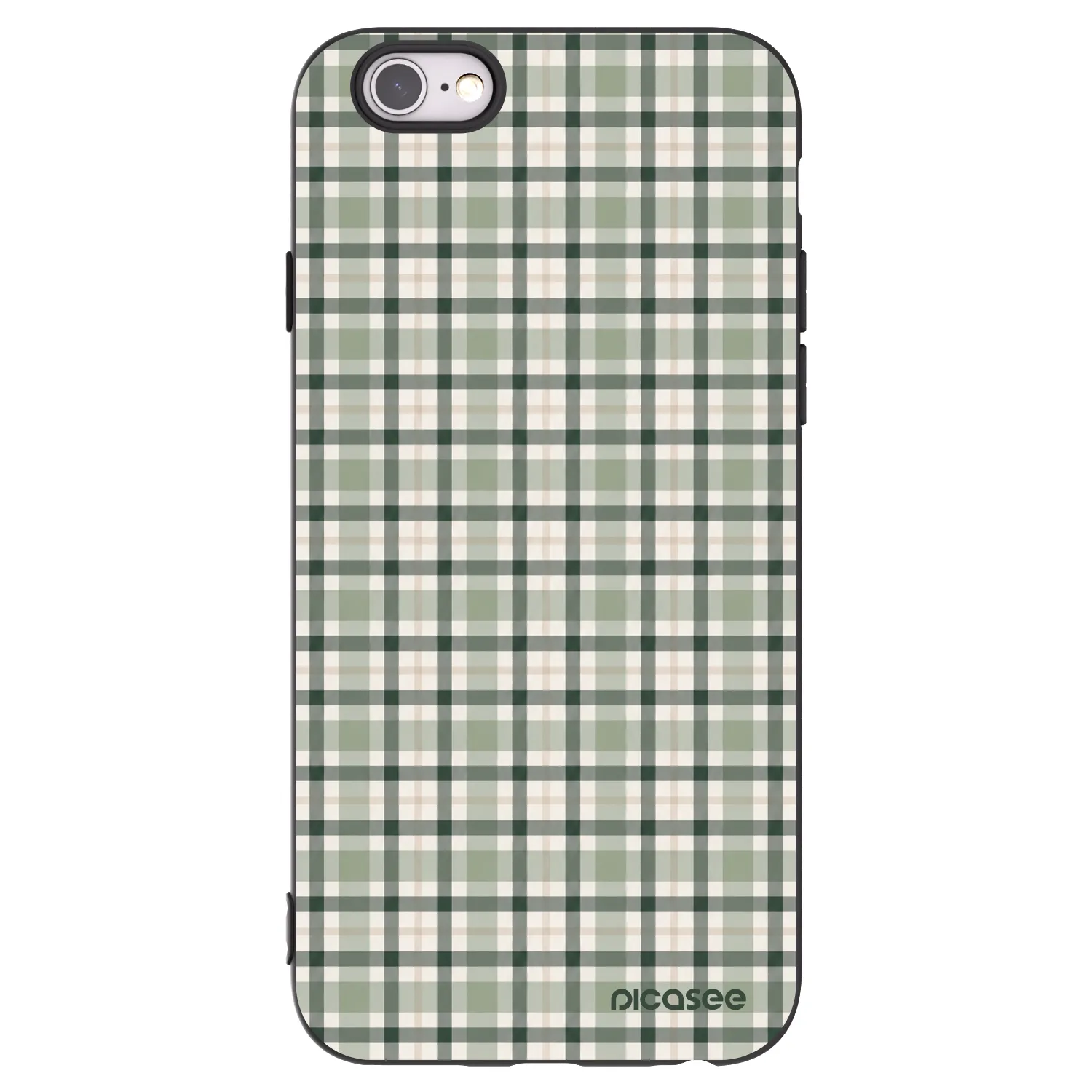 Picasee Μαύρη θήκη σιλικόνης για Apple iPhone 6/6S - Sage Tartan