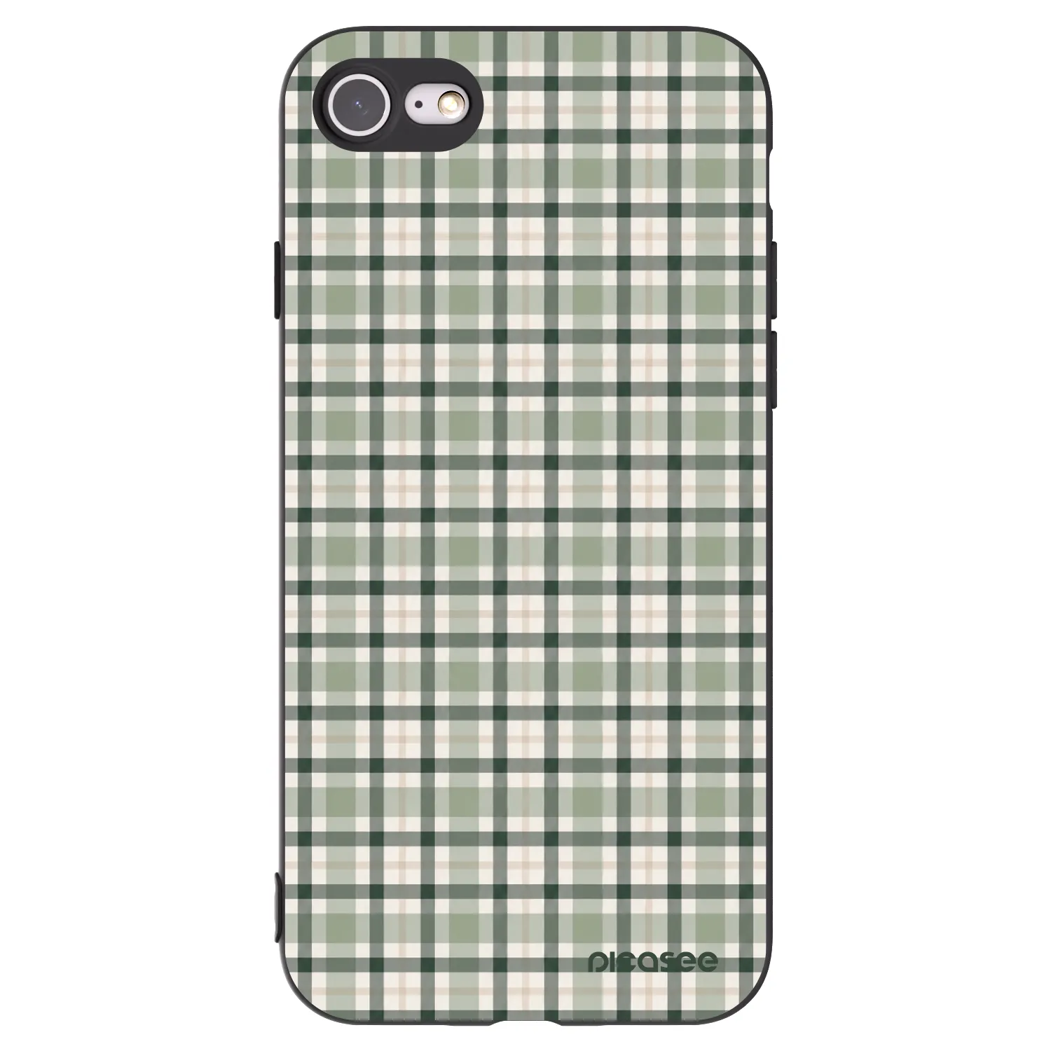 Picasee Μαύρη θήκη σιλικόνης για Apple iPhone 7 - Sage Tartan