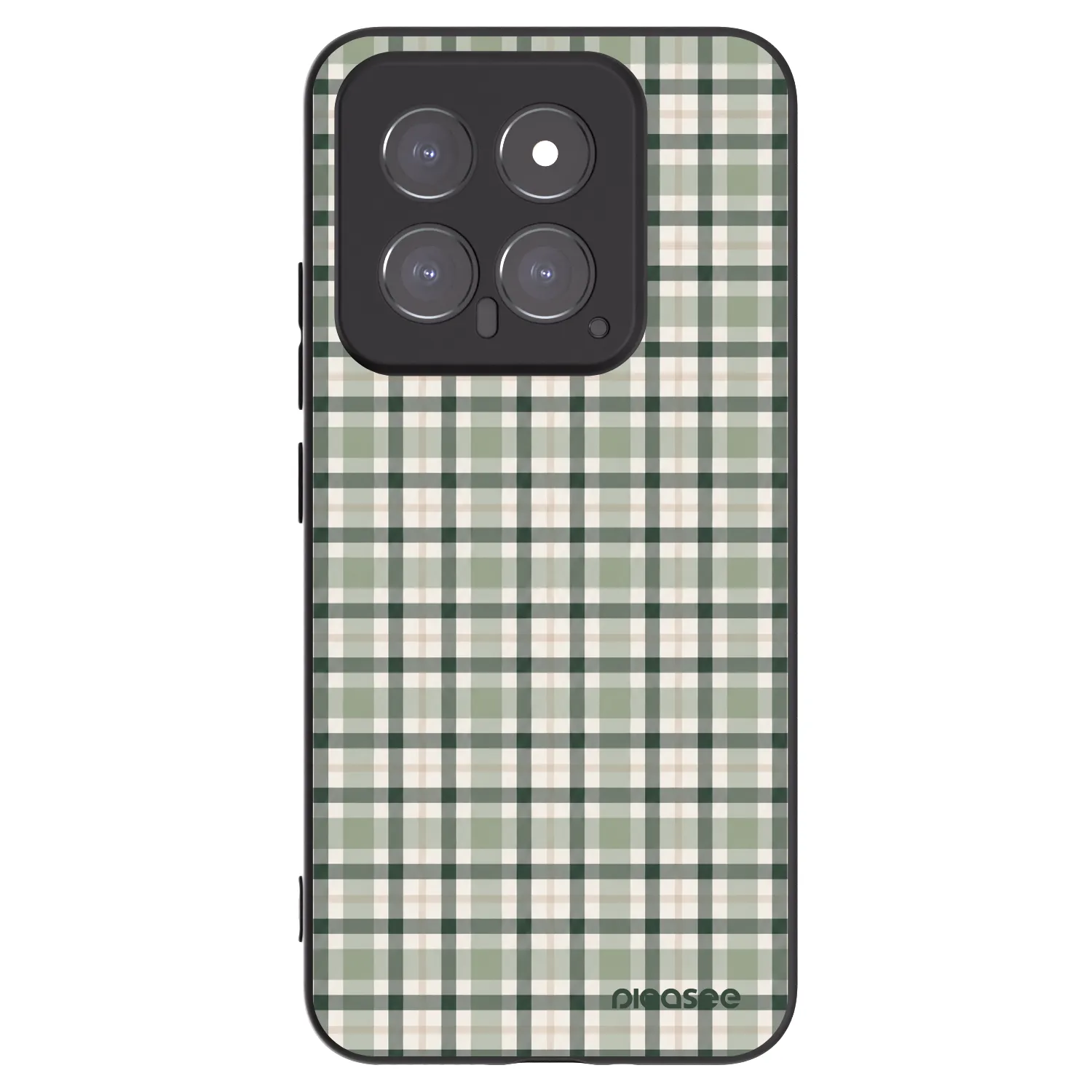 Picasee Μαύρη θήκη σιλικόνης για Xiaomi 14 - Sage Tartan