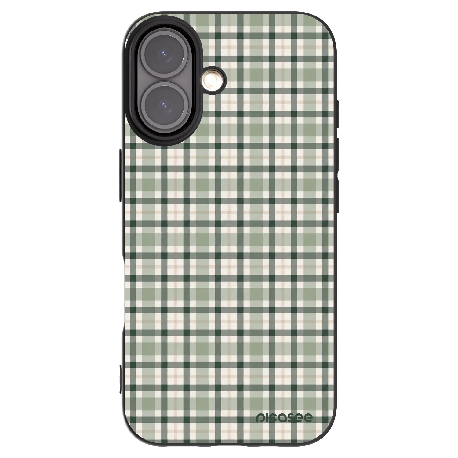 Picasee Μαύρη θήκη σιλικόνης για Apple iPhone 16 - Sage Tartan