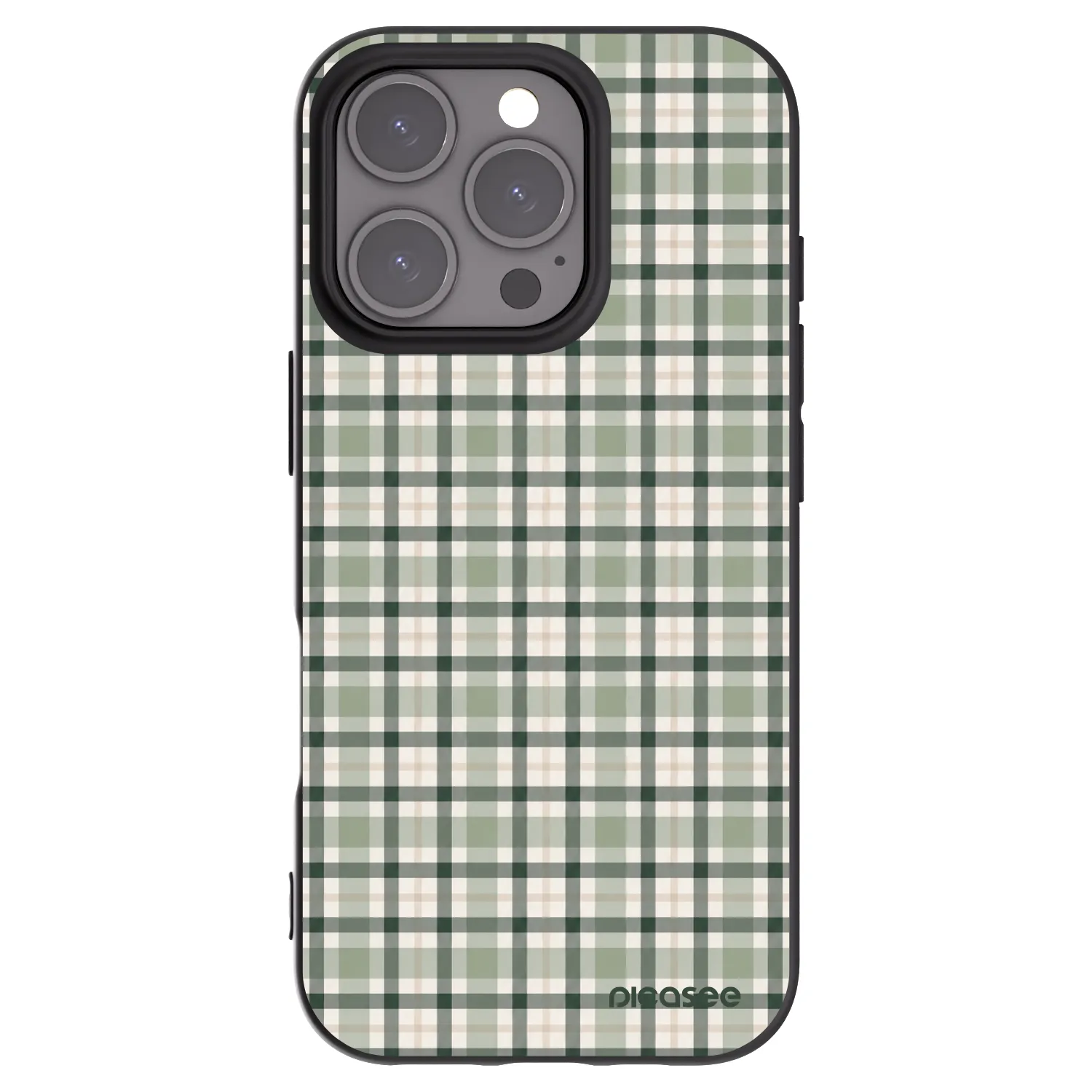 Picasee Μαύρη θήκη σιλικόνης για Apple iPhone 16 Pro - Sage Tartan