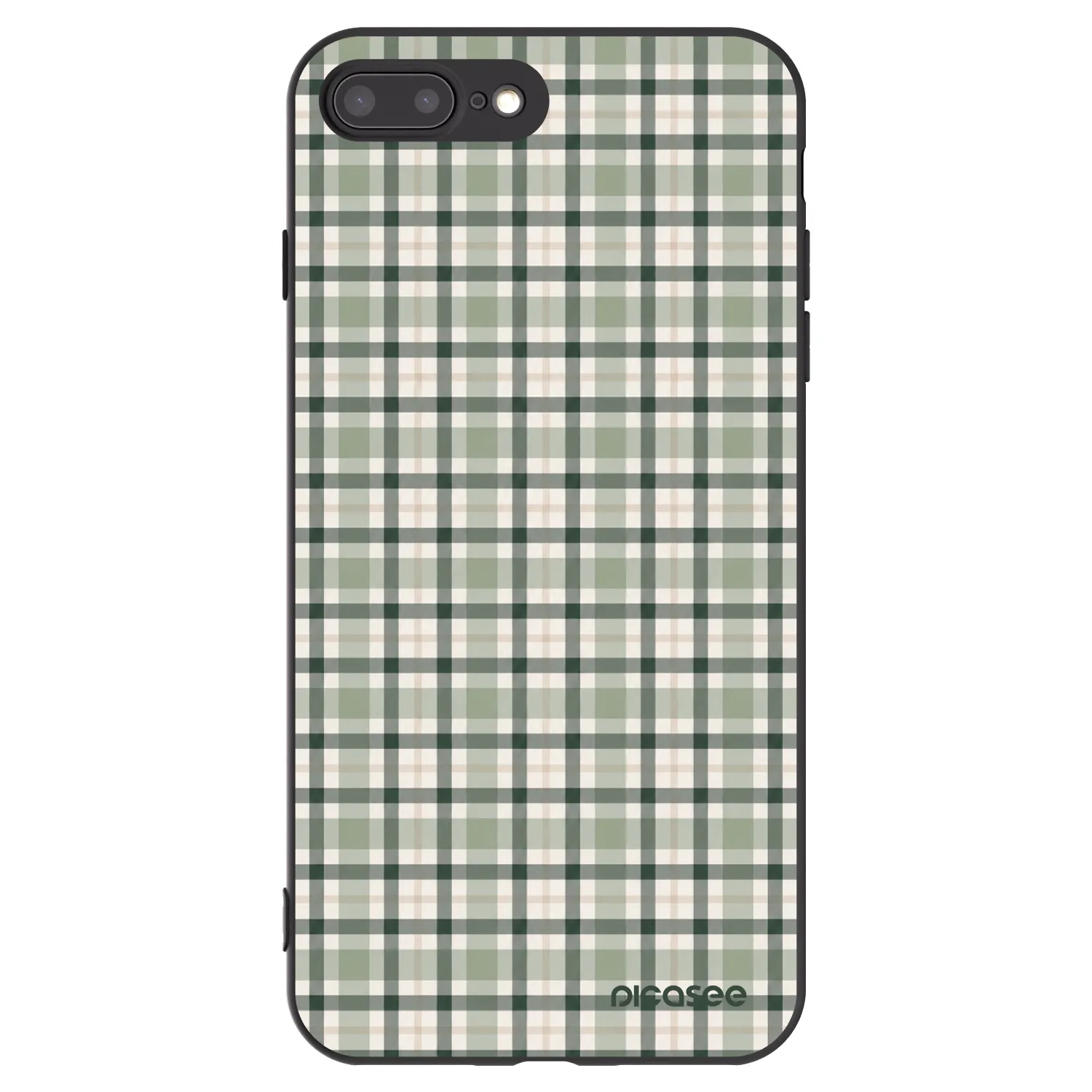 Picasee Μαύρη θήκη σιλικόνης για Apple iPhone 8 Plus - Sage Tartan