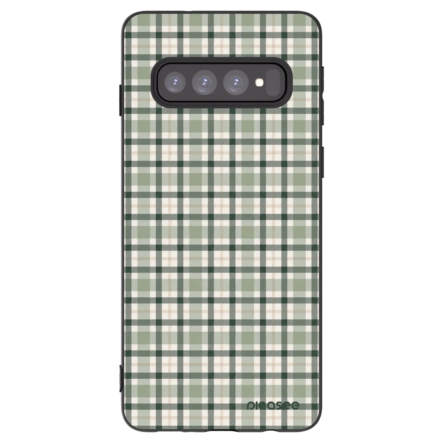 Picasee Μαύρη θήκη σιλικόνης για Samsung Galaxy S10 G973 - Sage Tartan