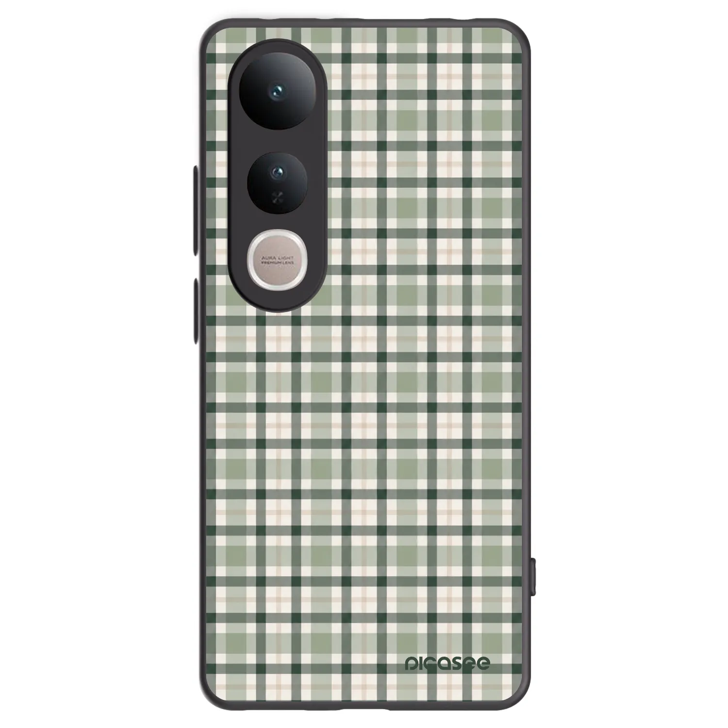 Picasee Μαύρη θήκη σιλικόνης για Vivo V50 Lite 5G - Sage Tartan