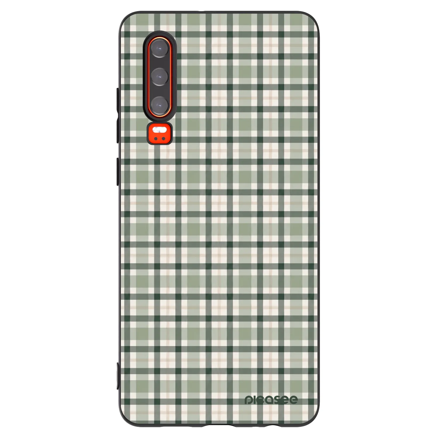 Picasee Μαύρη θήκη σιλικόνης για Huawei P30 - Sage Tartan