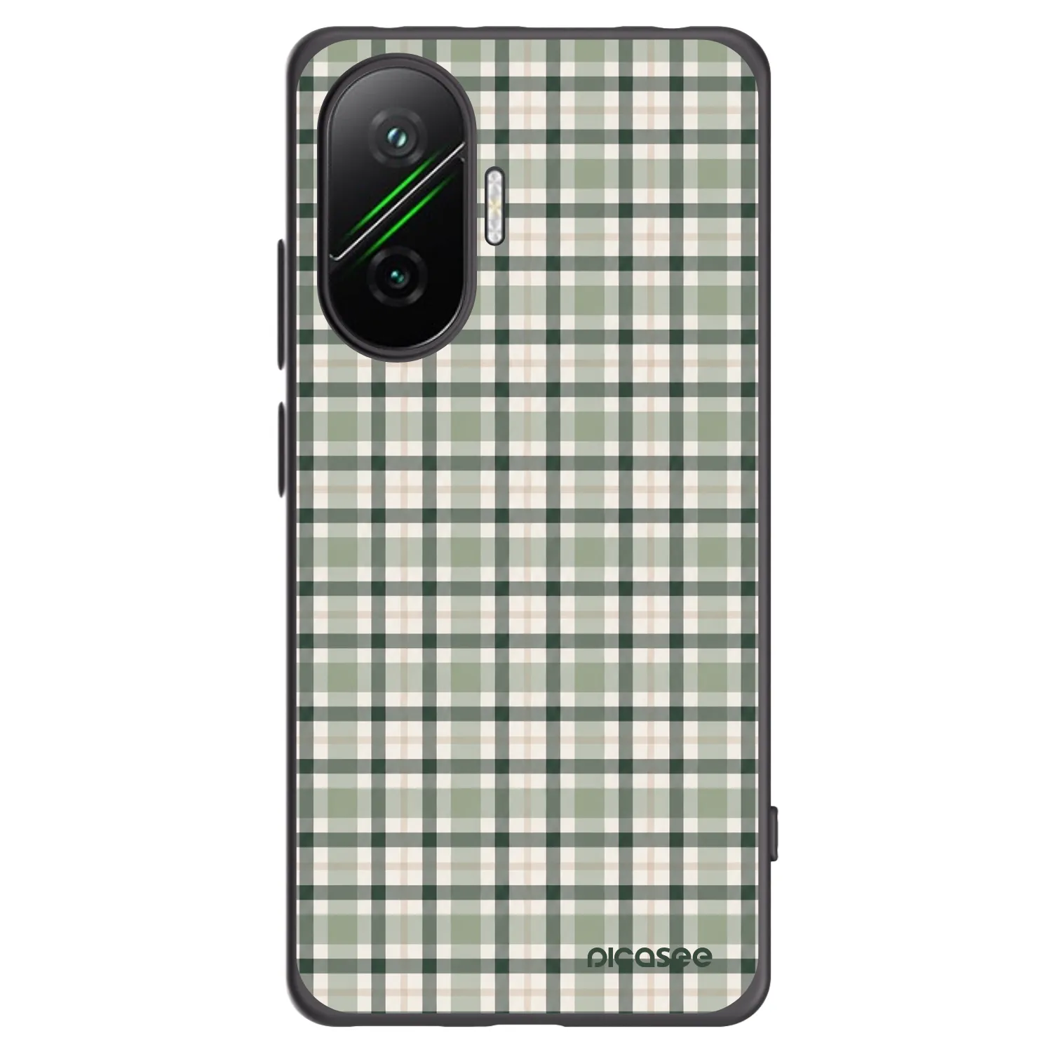 Picasee Μαύρη θήκη σιλικόνης για Xiaomi Poco F7 5G - Sage Tartan