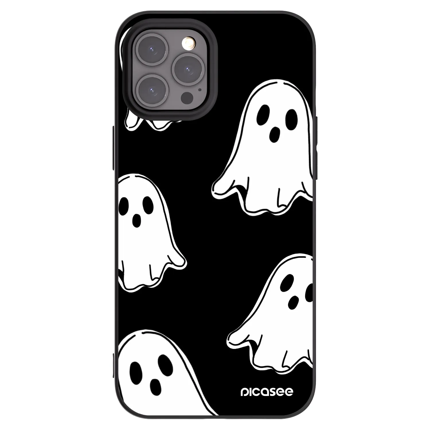 Picasee Μαύρη θήκη σιλικόνης για Apple iPhone 12 Pro Max - Black ghosts