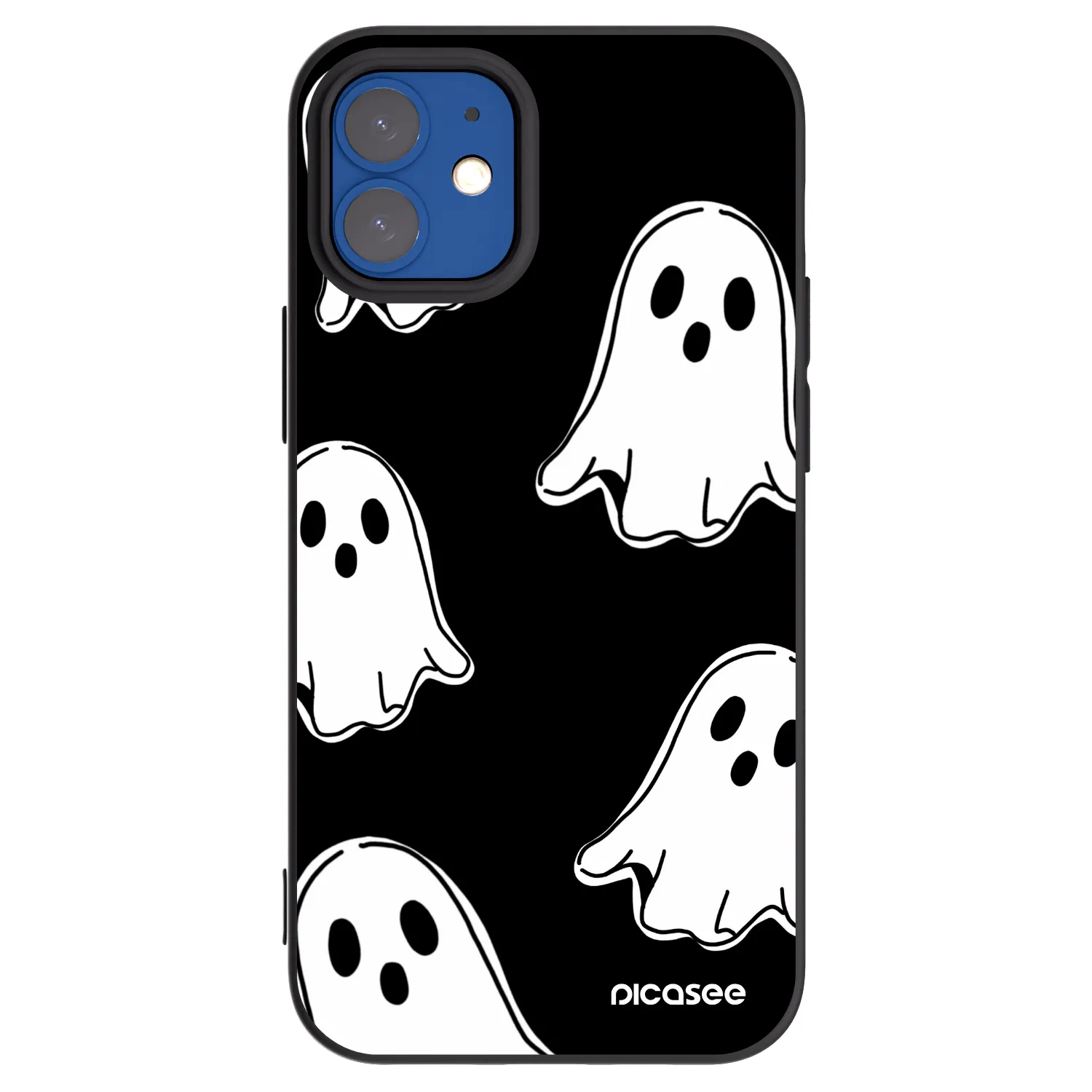 Picasee Μαύρη θήκη σιλικόνης για Apple iPhone 12 mini - Black ghosts